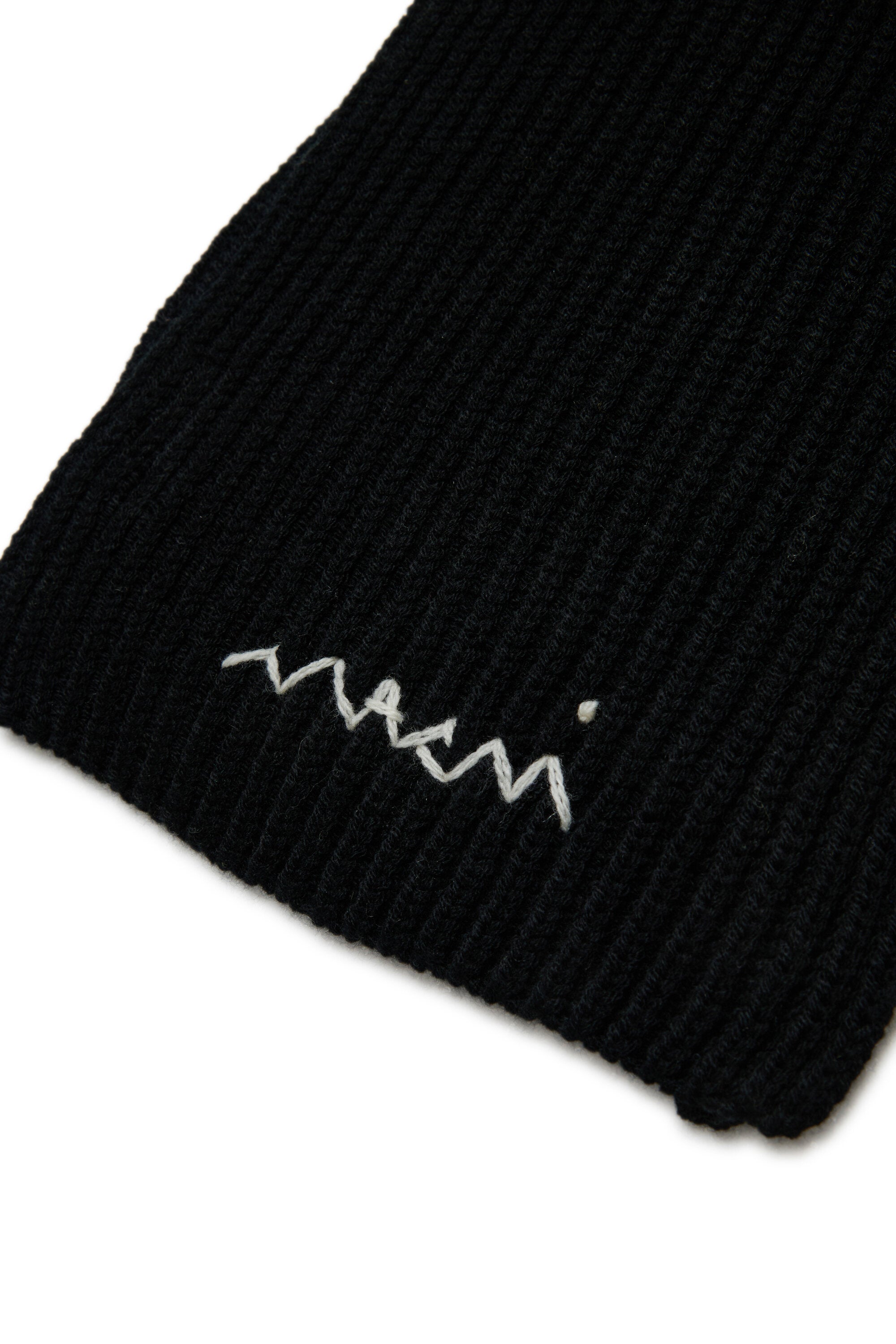 Wool-blend knit scarf with logo
