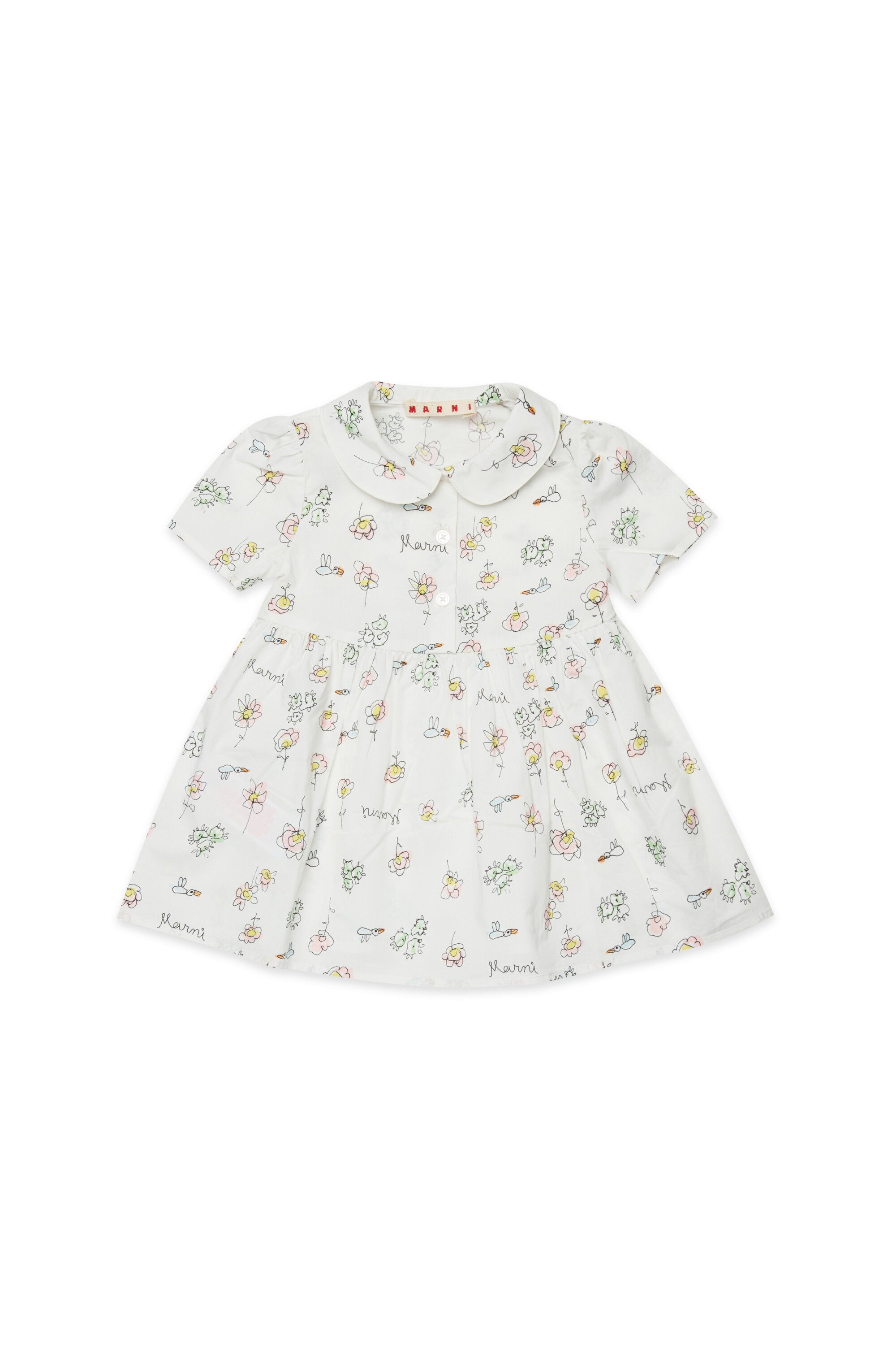 花柄プリントの丸襟ワンピース