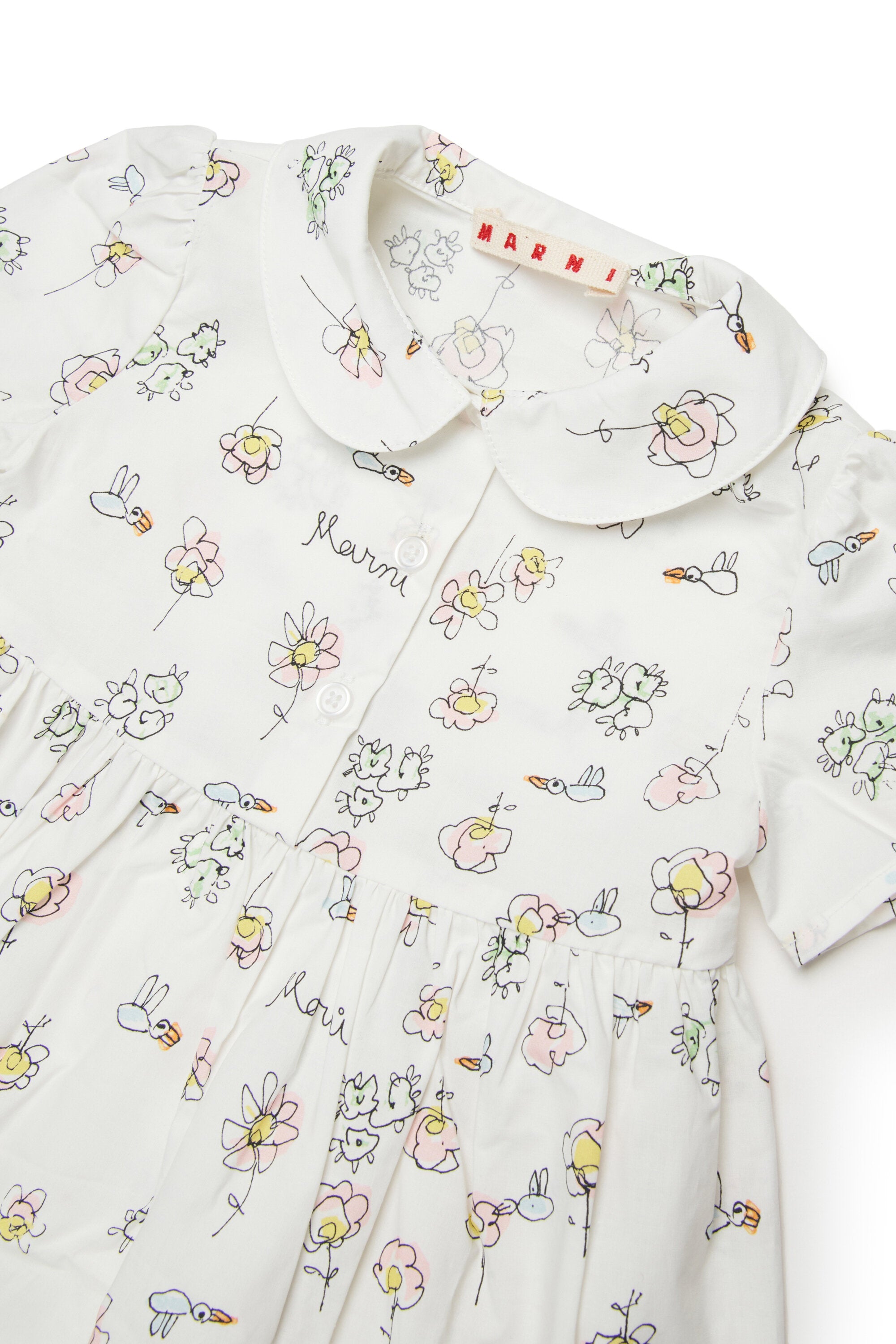 Dress with floral print and rounded collar