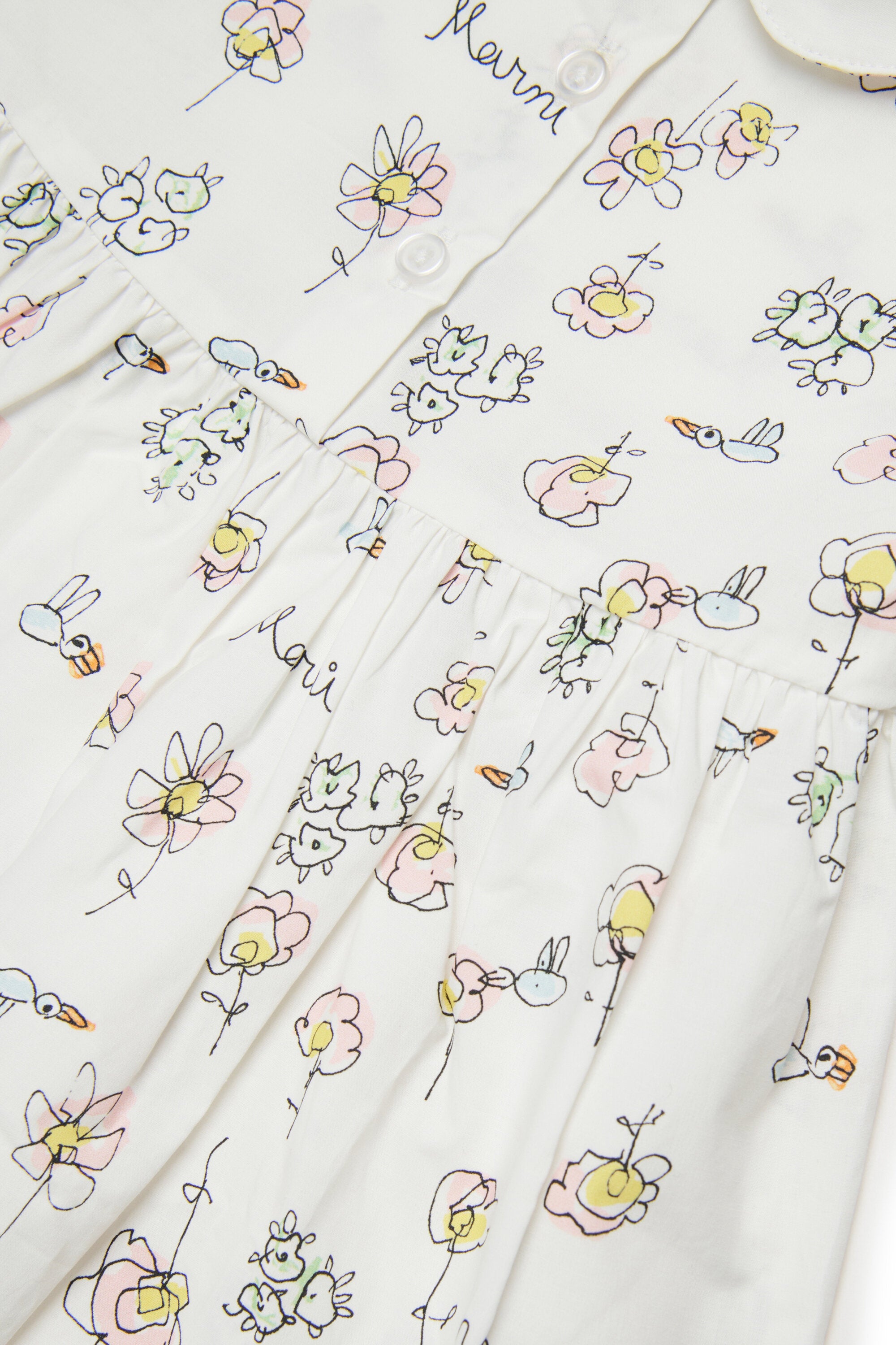 花柄プリントの丸襟ワンピース