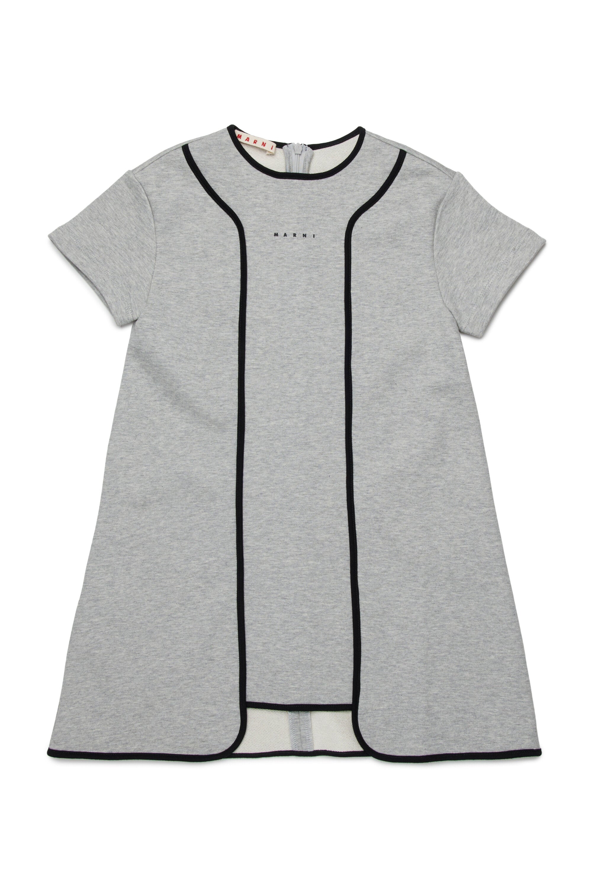 Dress with short sleeves and straight cut