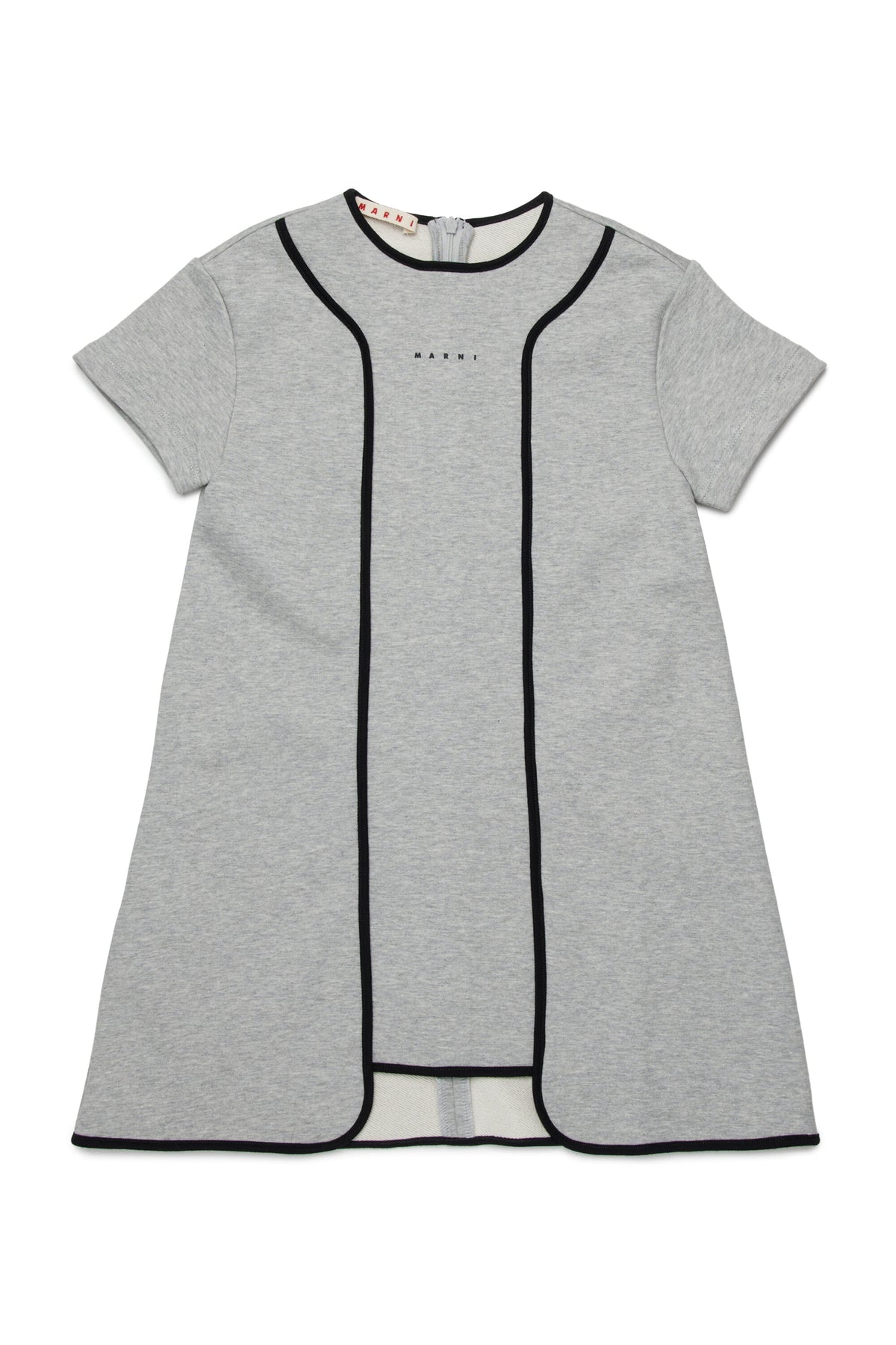 Dress with short sleeves and straight cut
