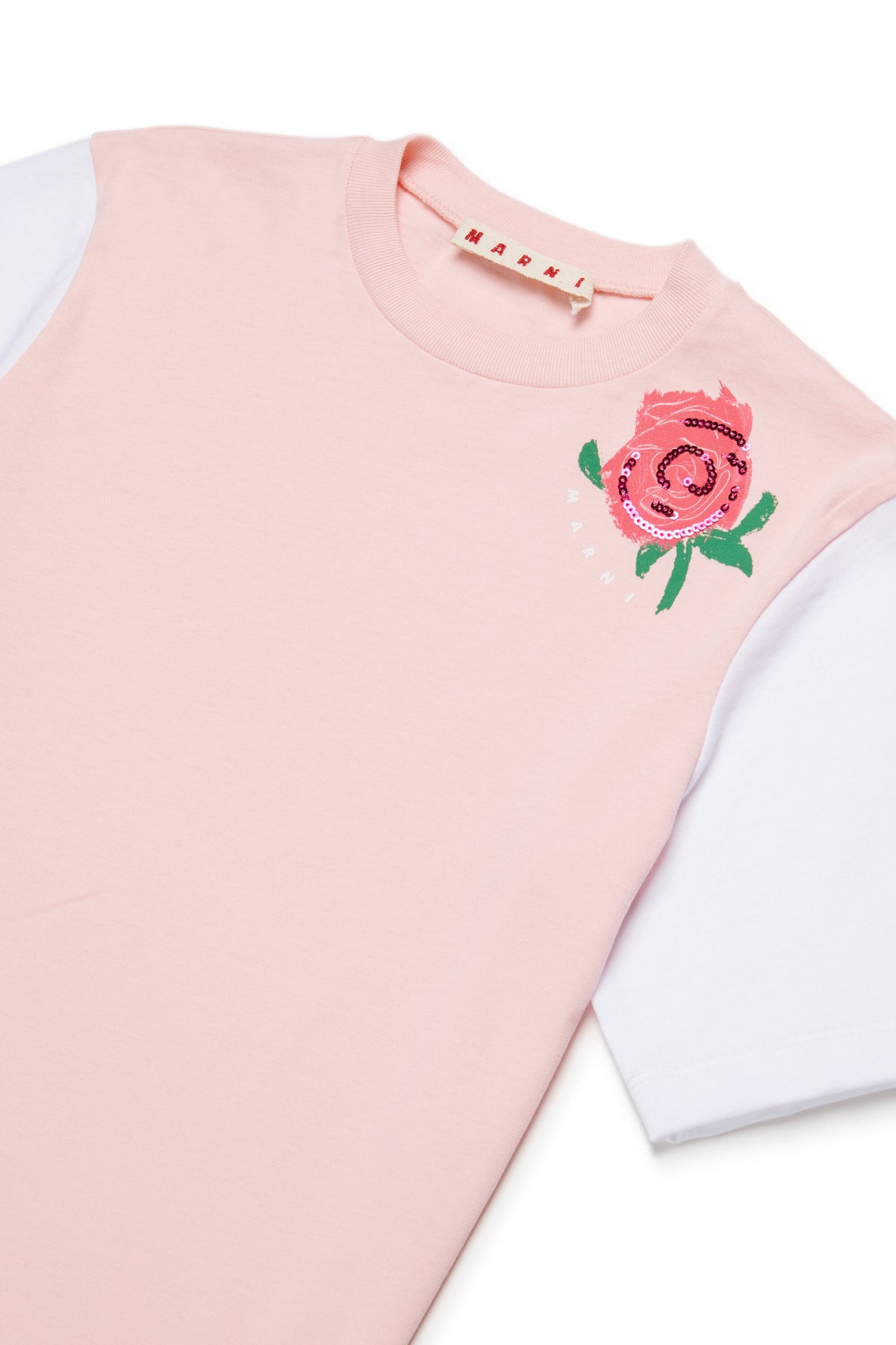 プリントとスパンコール付きTシャツ