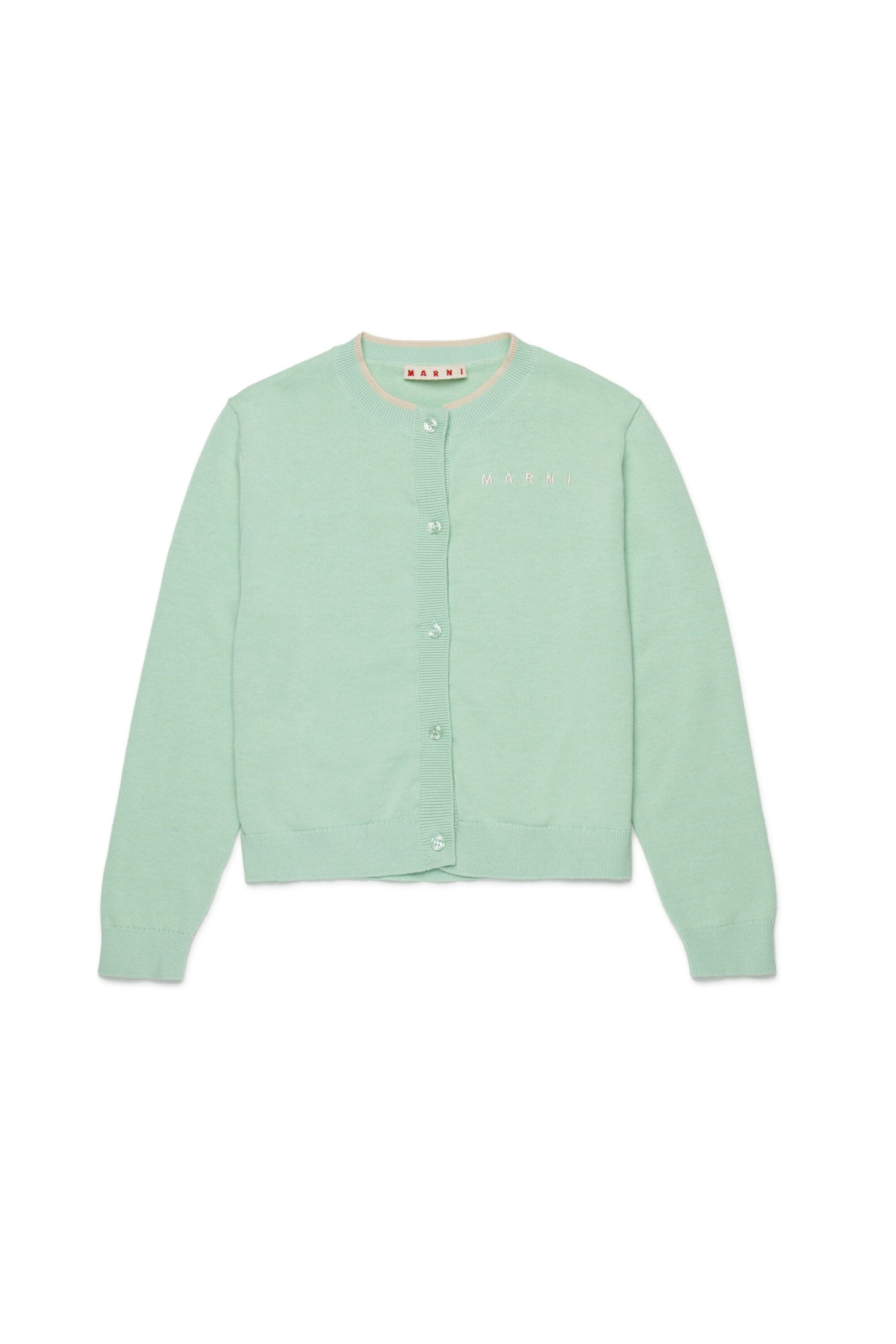 ロゴ入りクルーネックカーディガン