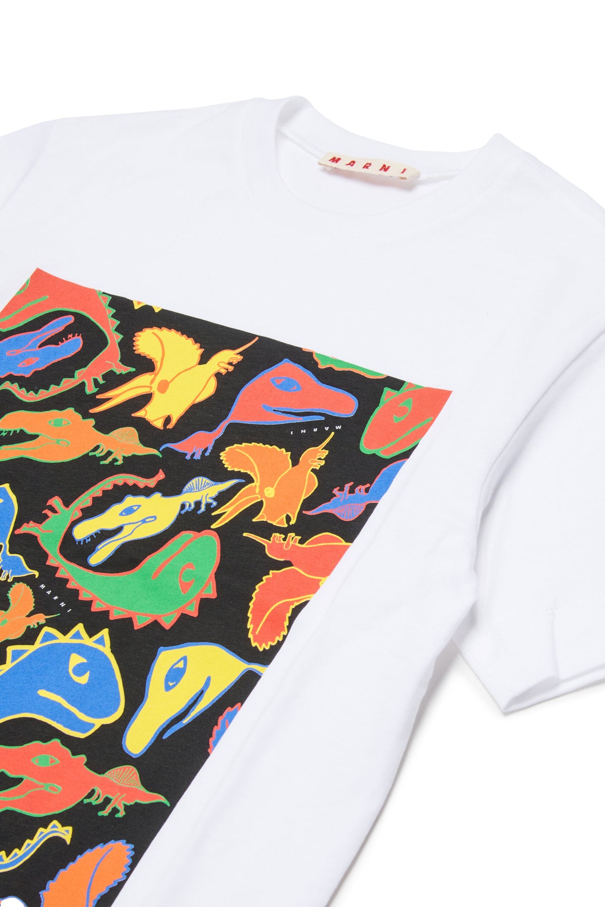 マルチカラーの恐竜プリントTシャツ