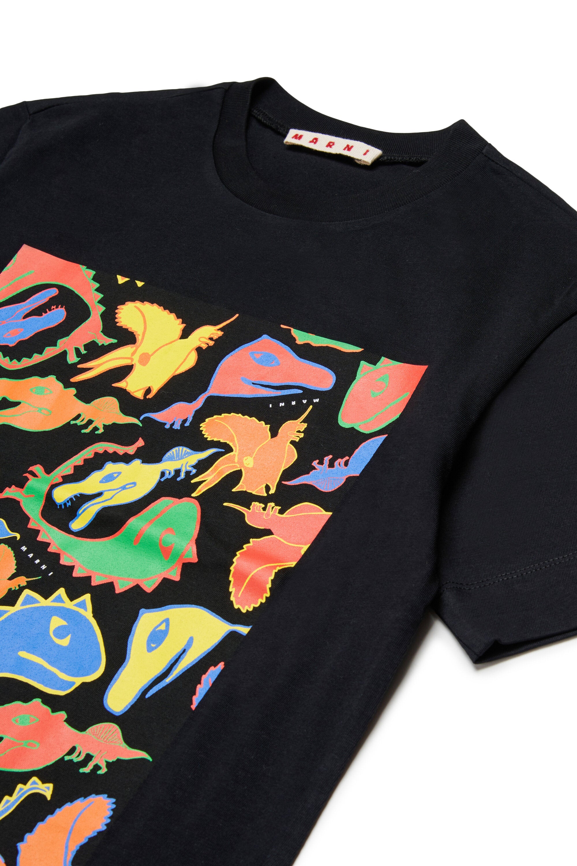 マルチカラーの恐竜プリントTシャツ