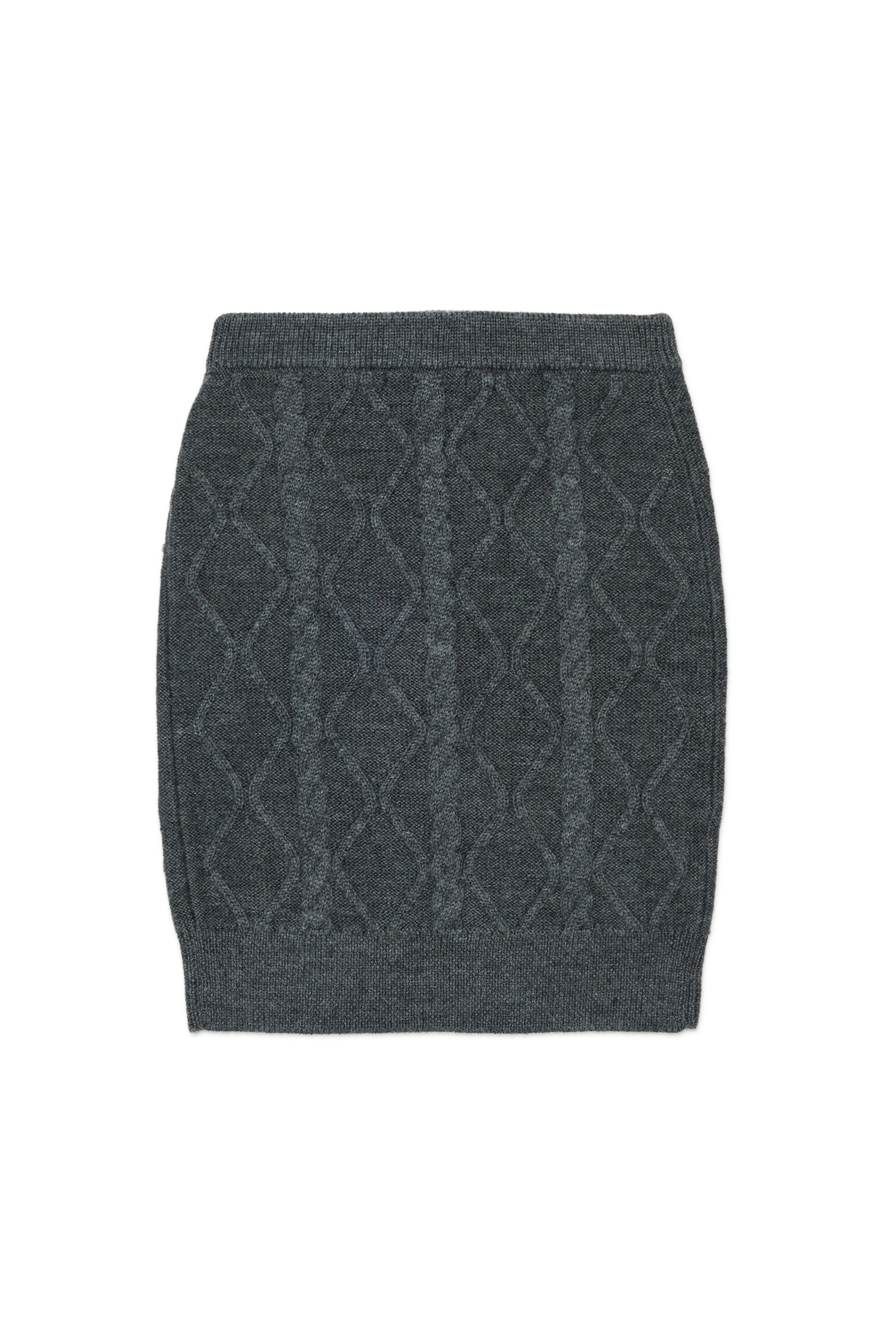 Cable-knit skirt with embroidery