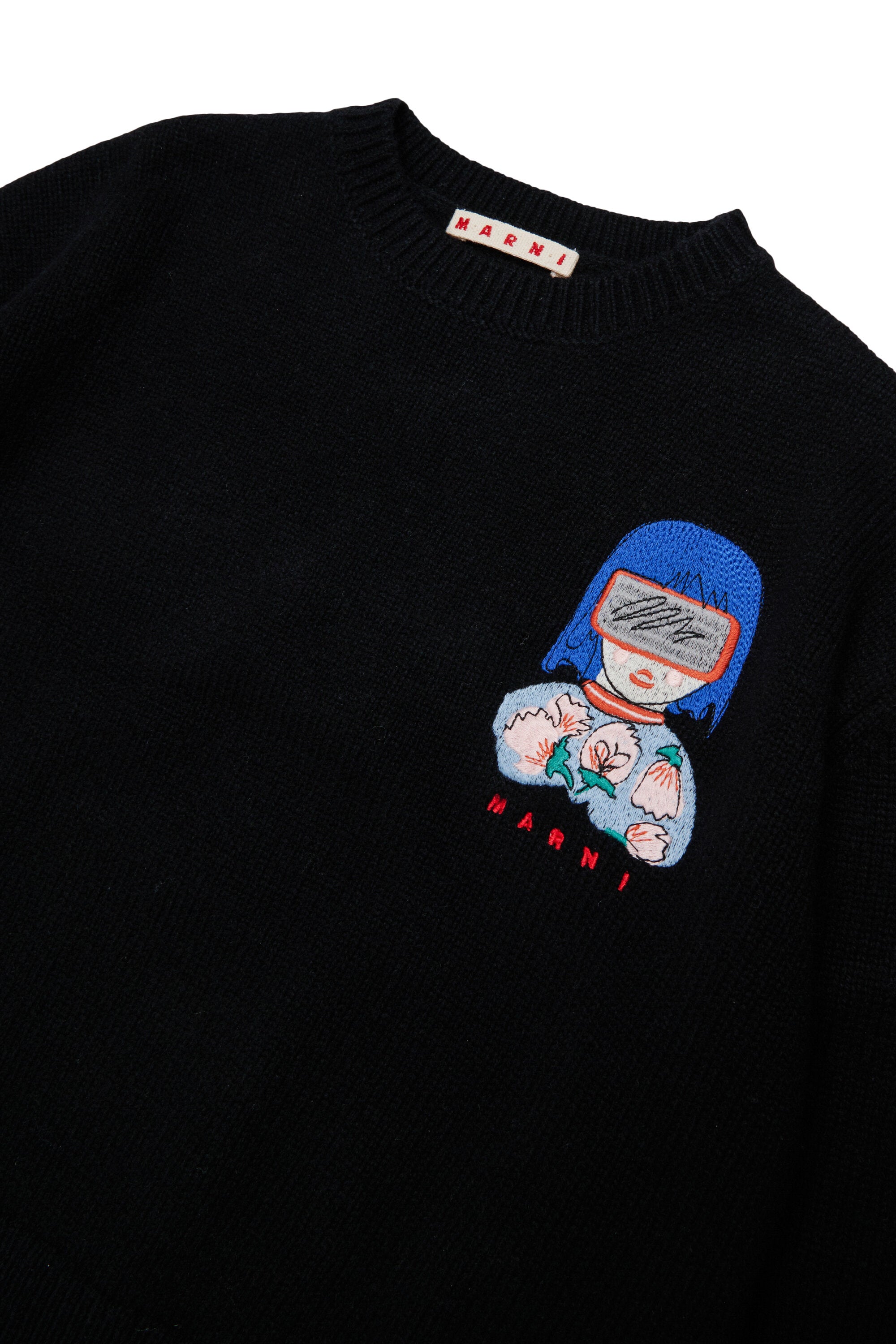 クルーネックのロゴ入りプルオーバー