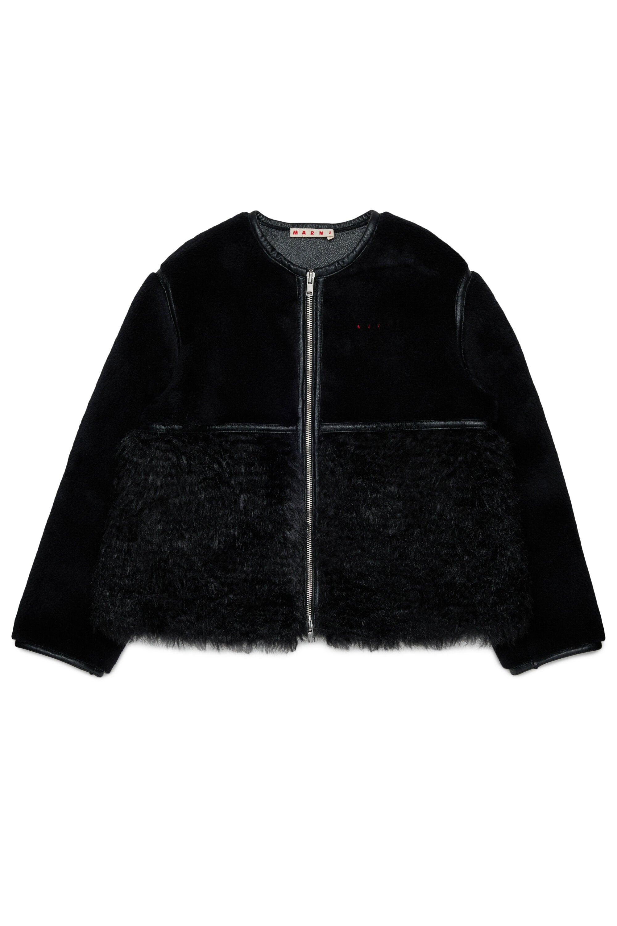 Shearling jacket with printed logo