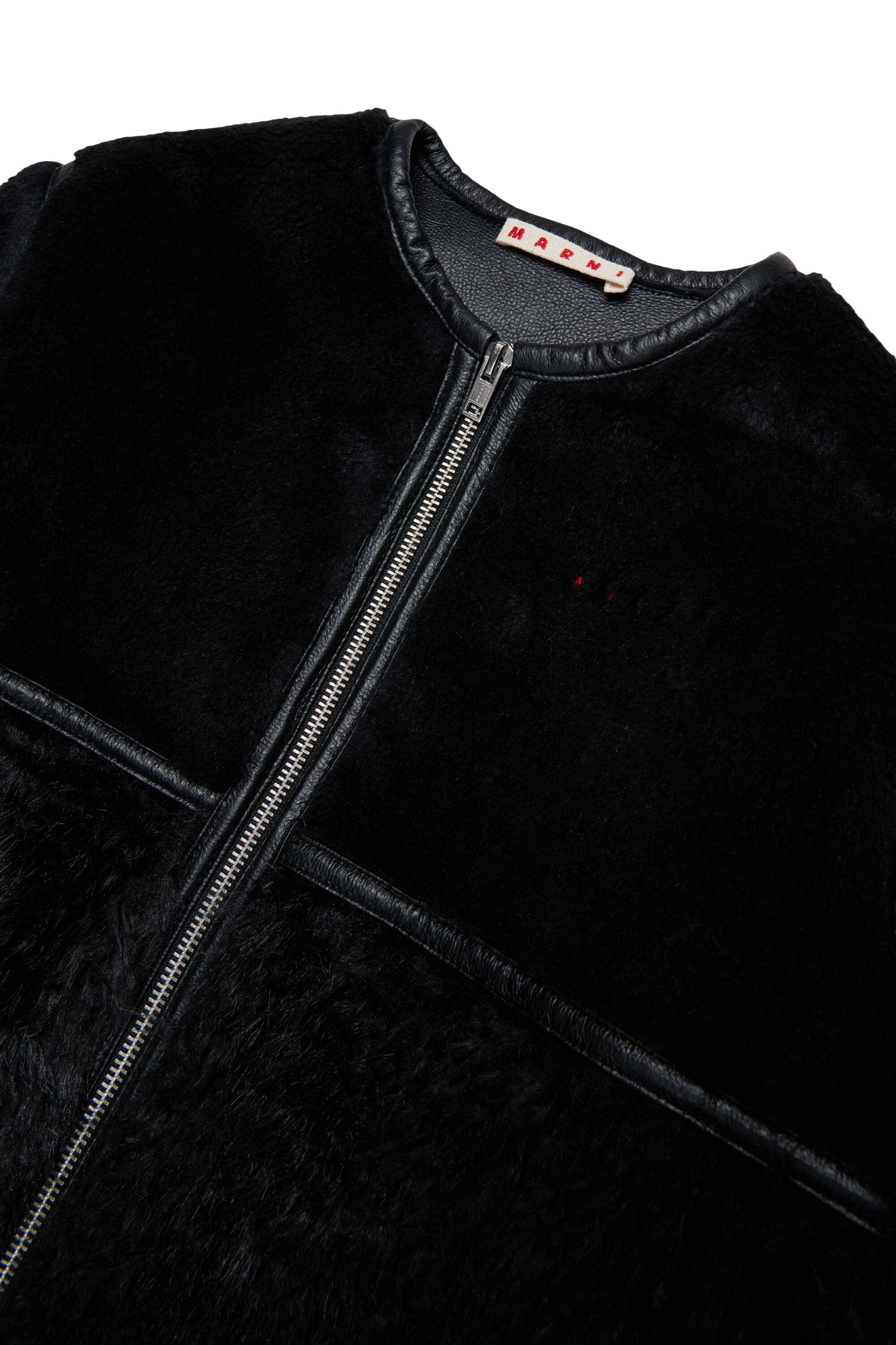 Shearling jacket with printed logo