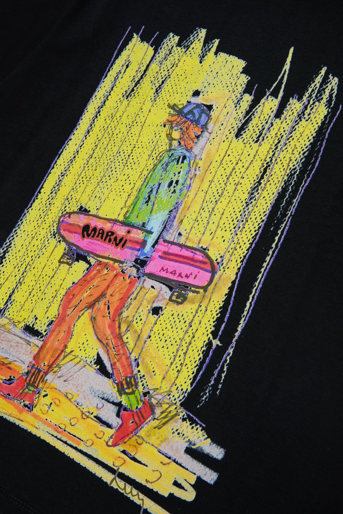 カラフルなフロントプリントTシャツ