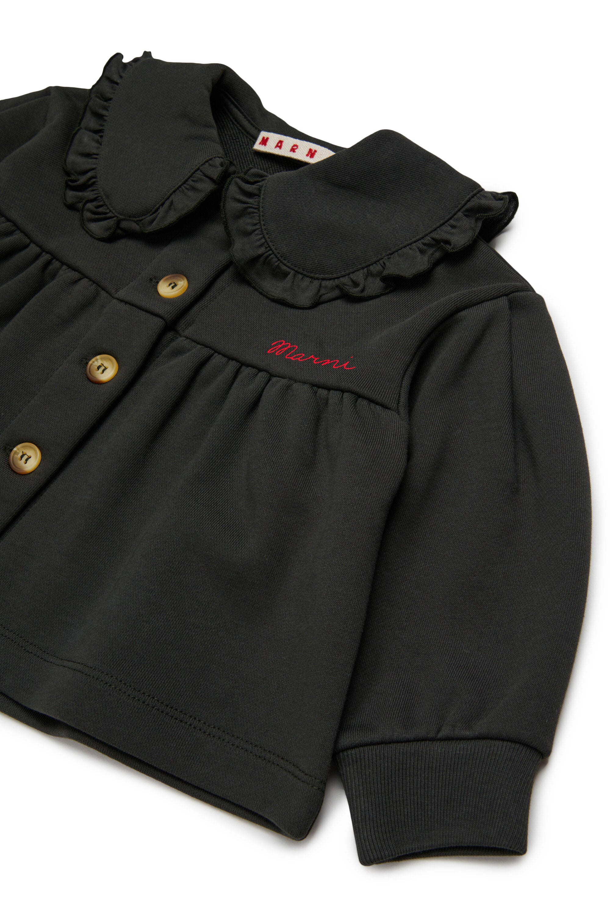 Jacket with logo and ruffles