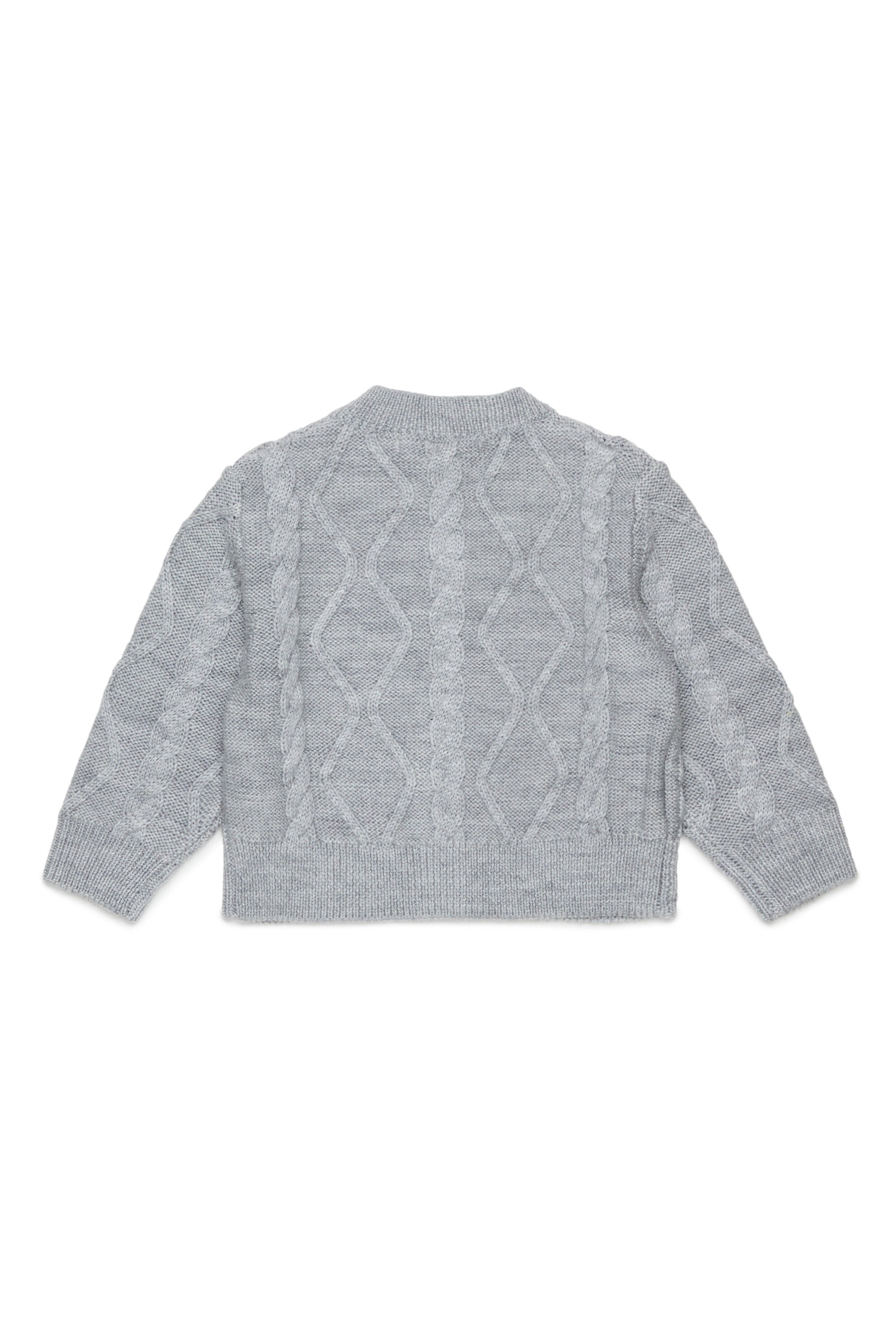 Cardigan with cable knit and floral embroidery