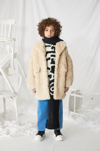 Mad youth checkered hot sale faux fur coat