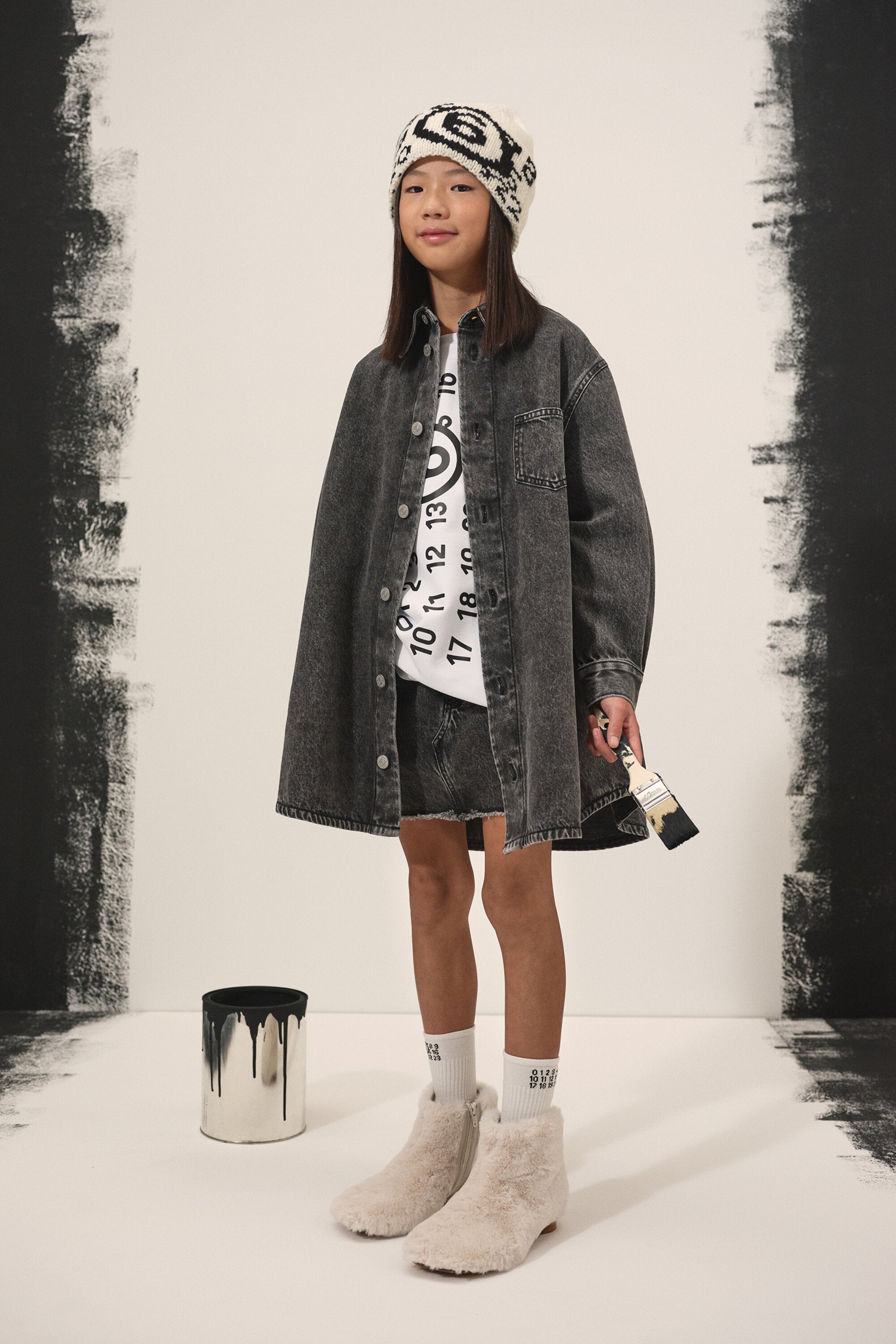 Black denim maxi shirt dress