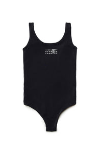 Lycra one-piece swimsuit with branded numeric logo