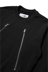 Crew-neck sweatshirt with diagonal zip