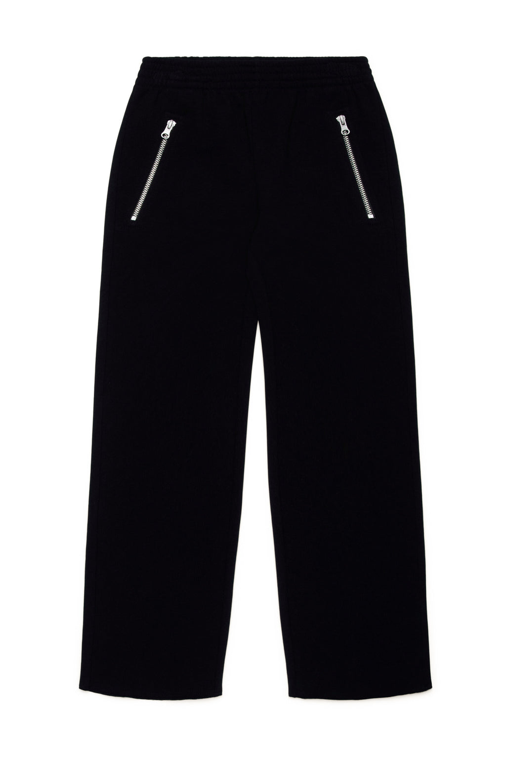Fleece trousers with diagonal zips