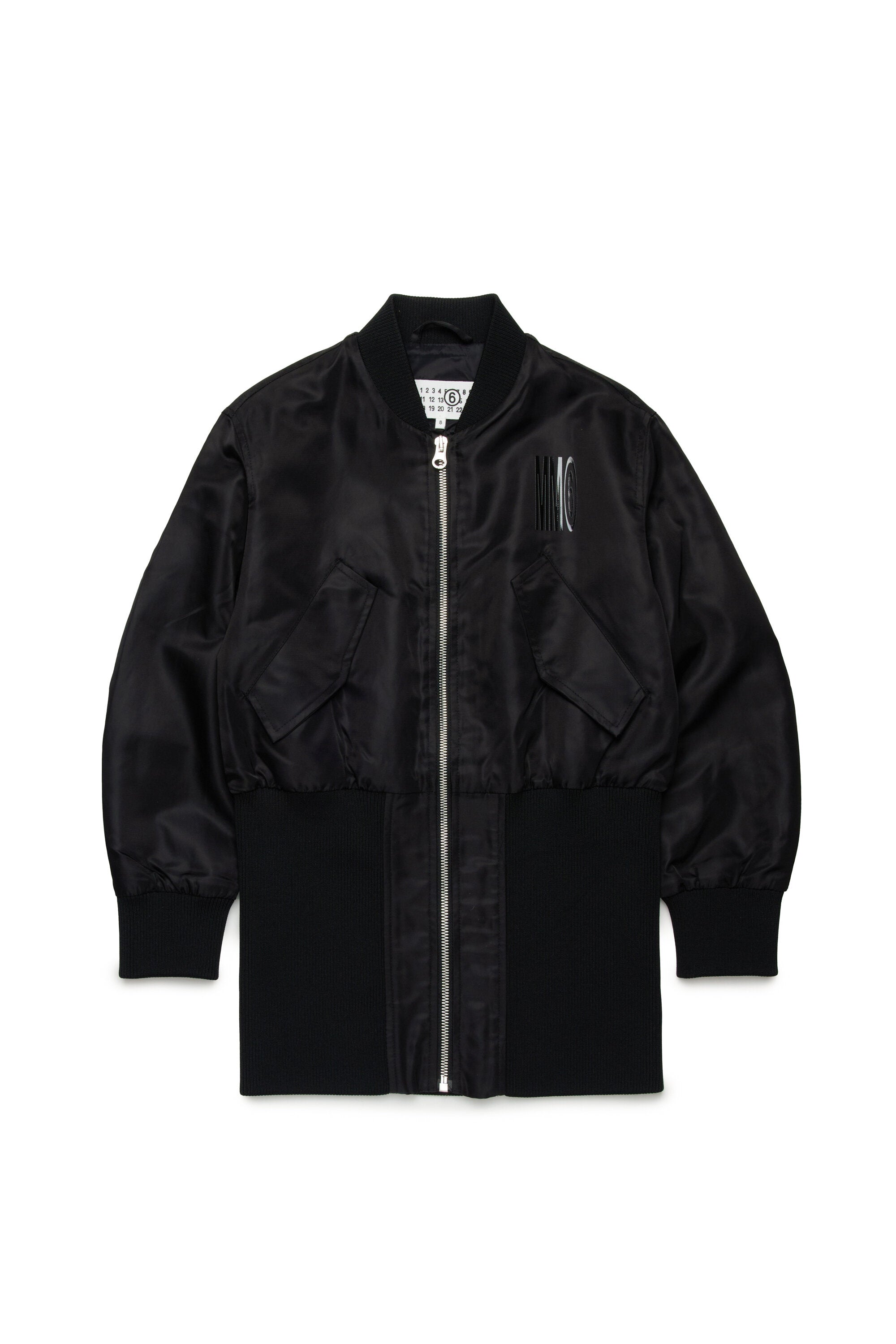 Long bomber jacket with maxi logo
