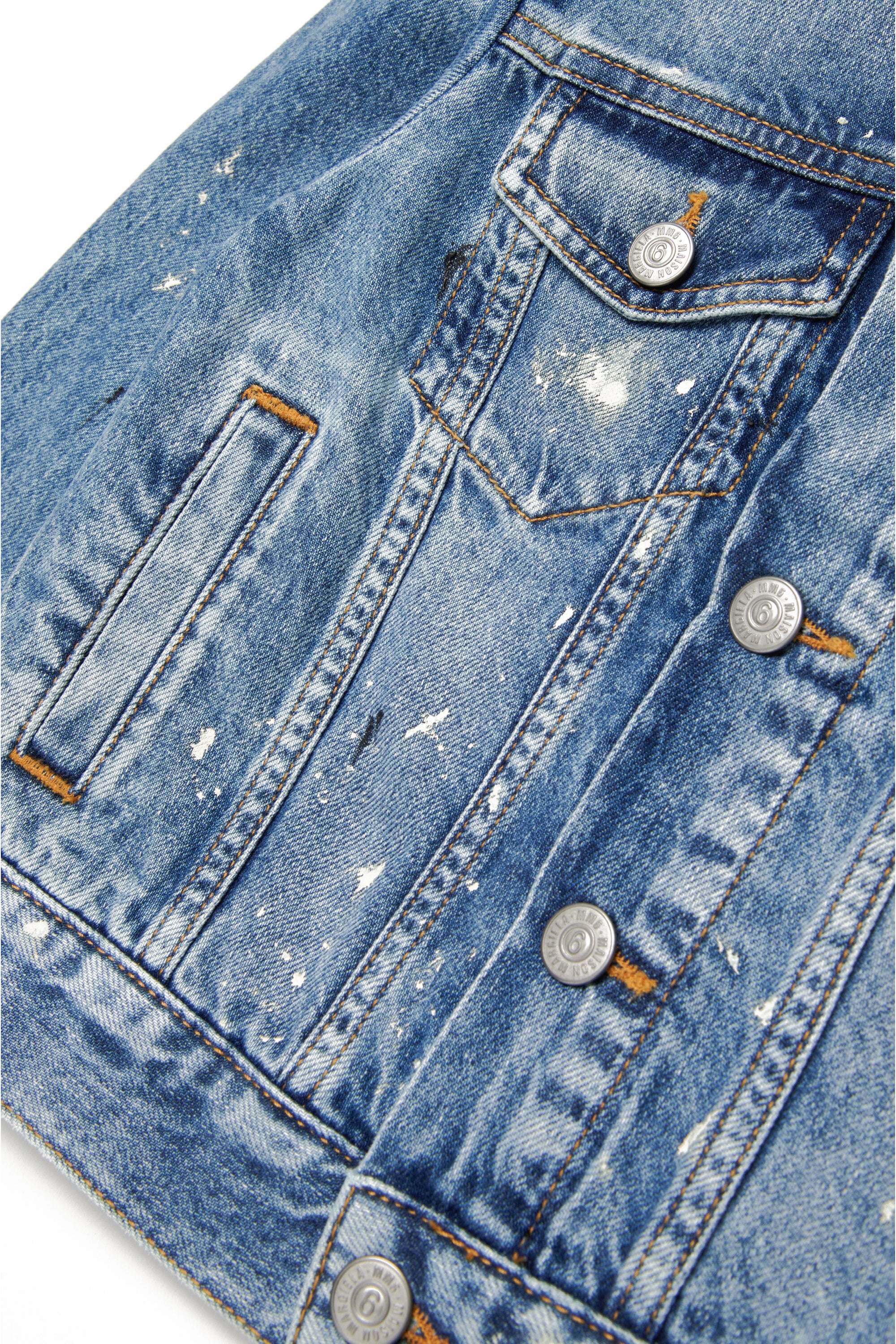 カラースポット入りシェードブルーデニムジャケット