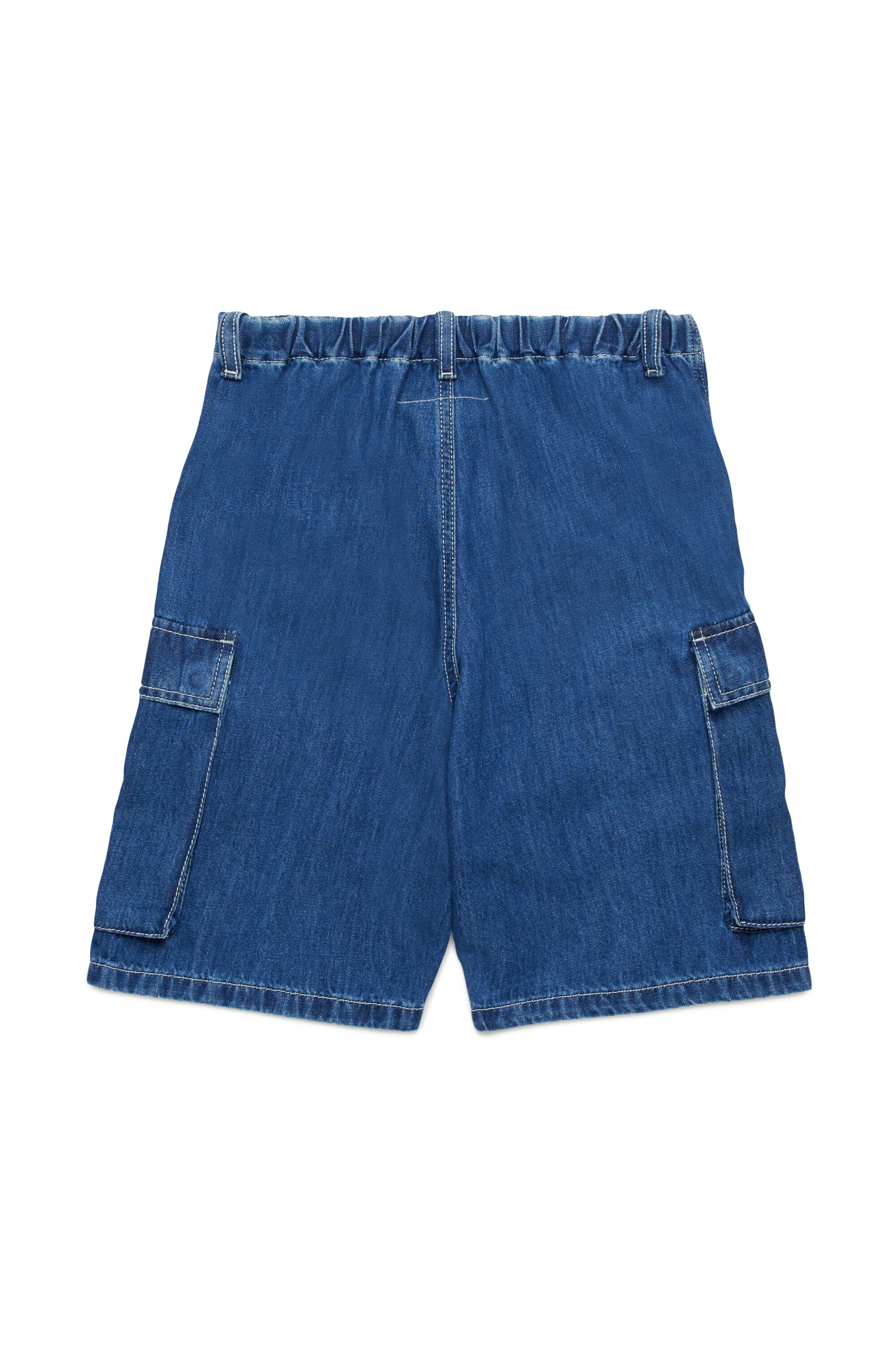 Medium blue denim cargo shorts