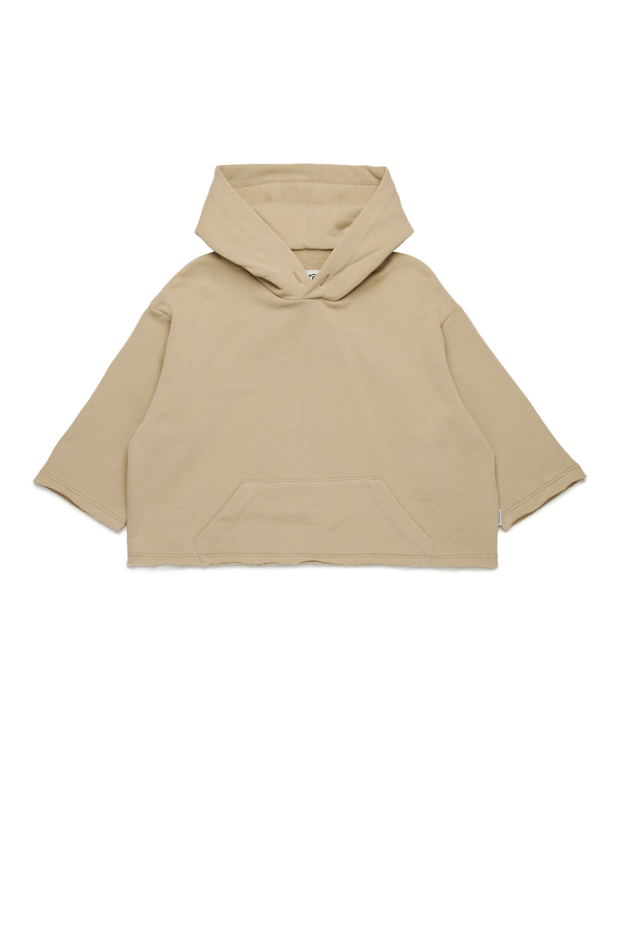 Hooded sweatshirt with raw cut hem