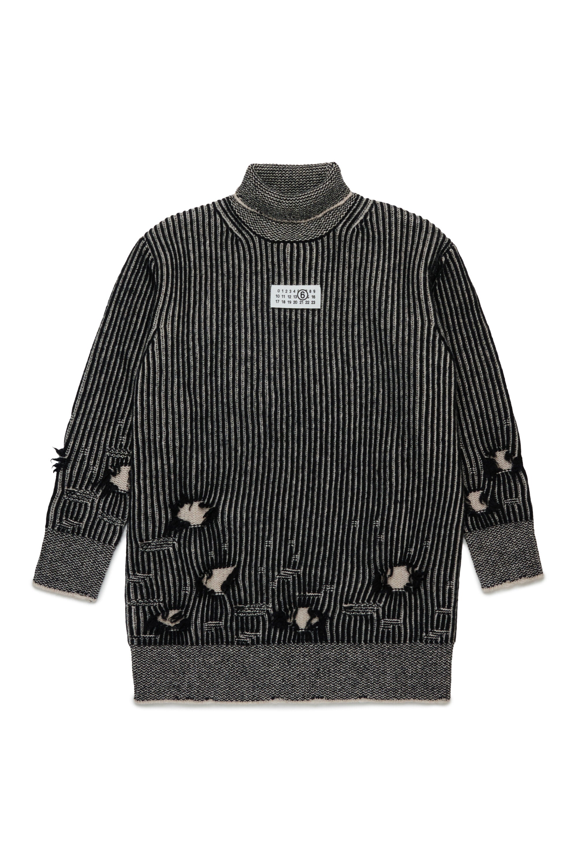 リブ編みウールのミニドレス