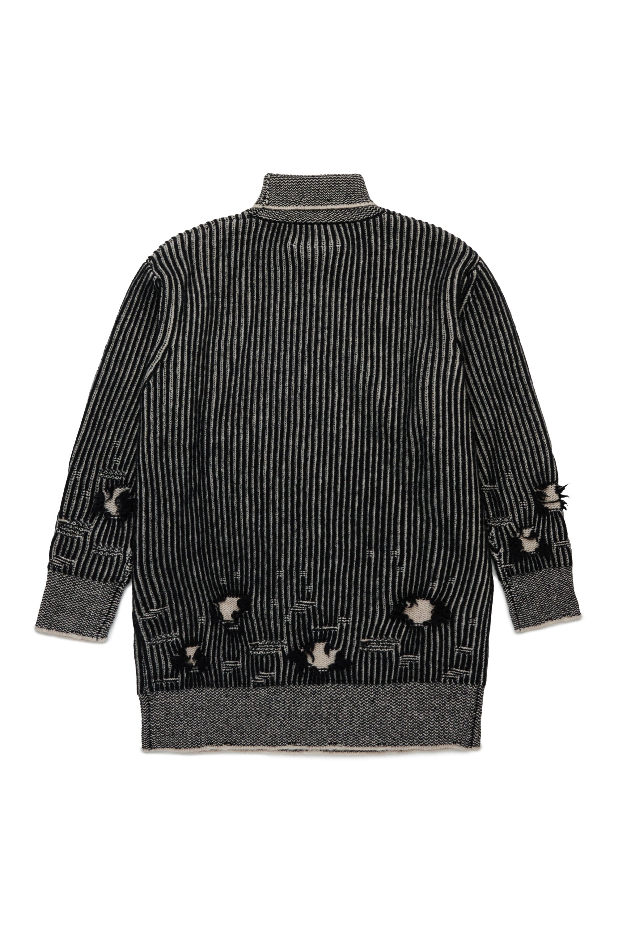 リブ編みウールのミニドレス