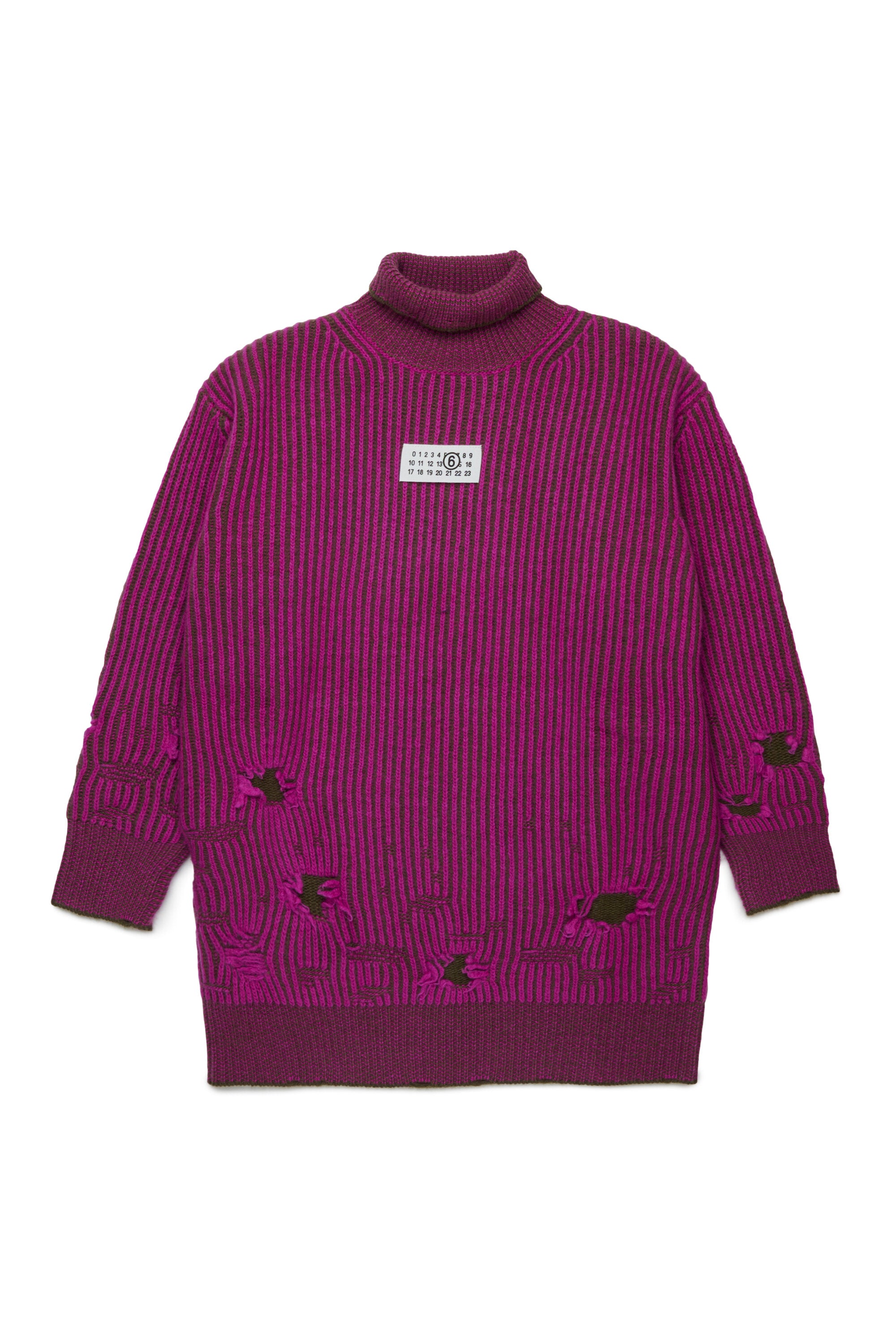 リブ編みウールのミニドレス