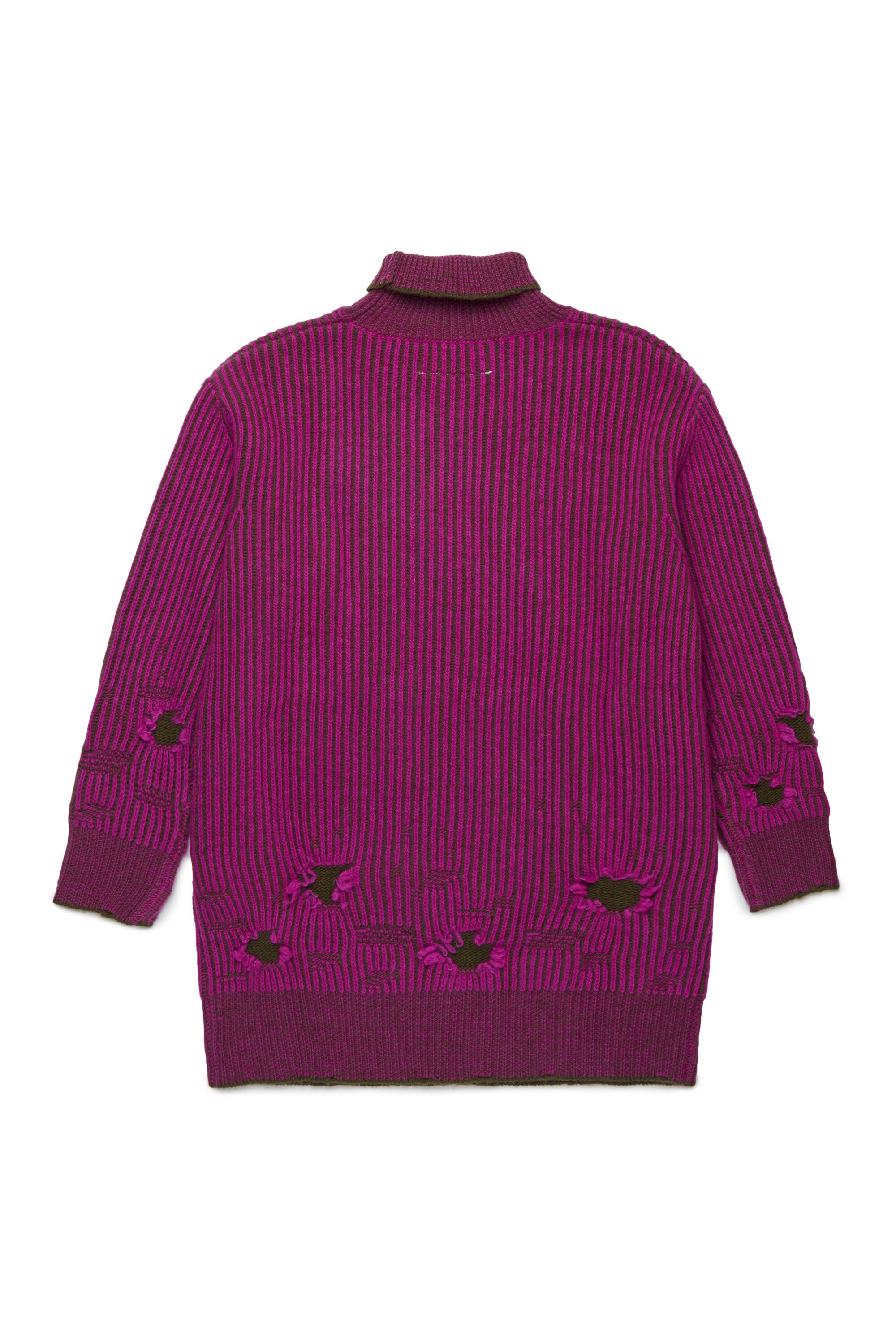 リブ編みウールのミニドレス