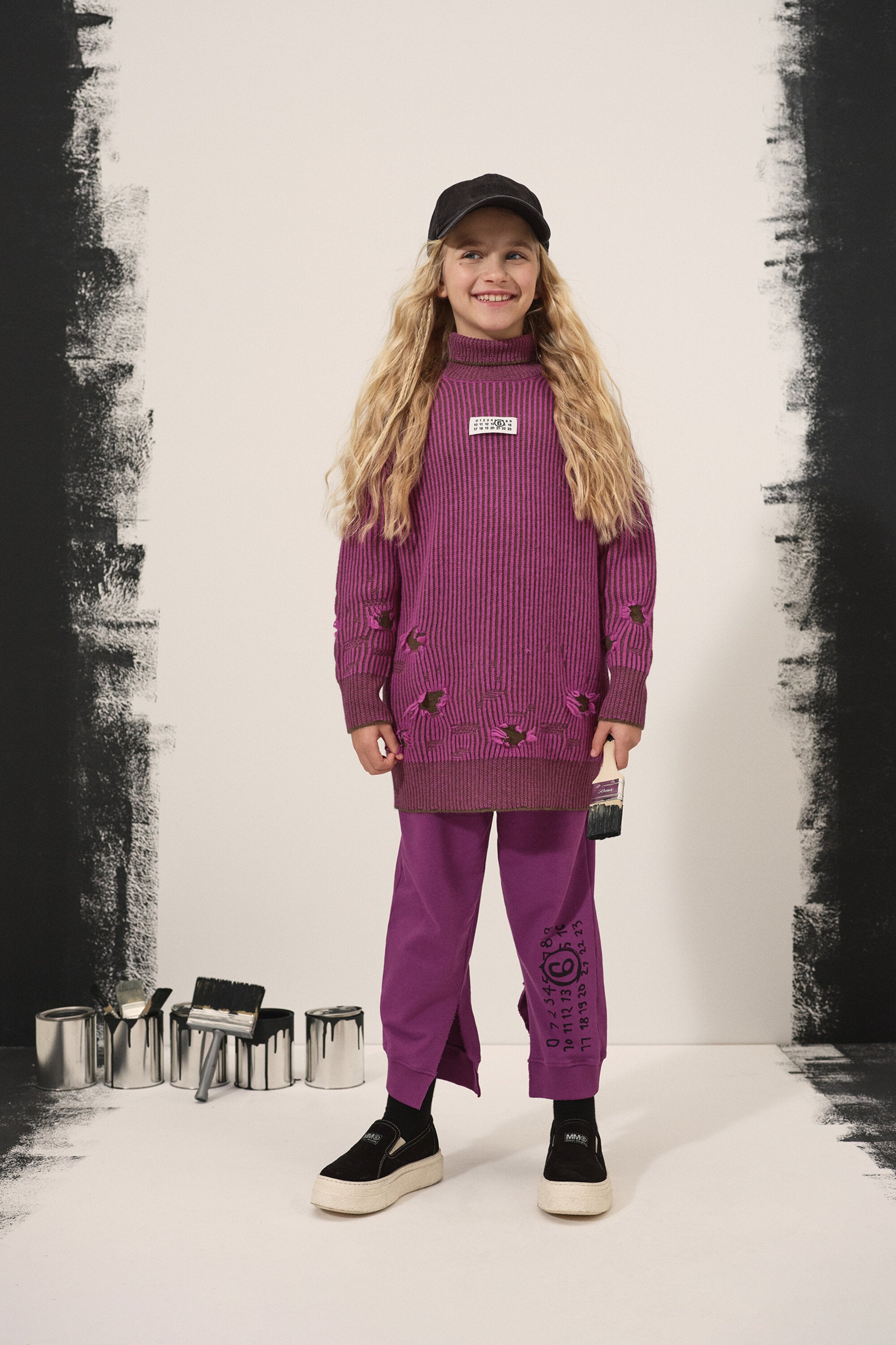 リブ編みウールのミニドレス