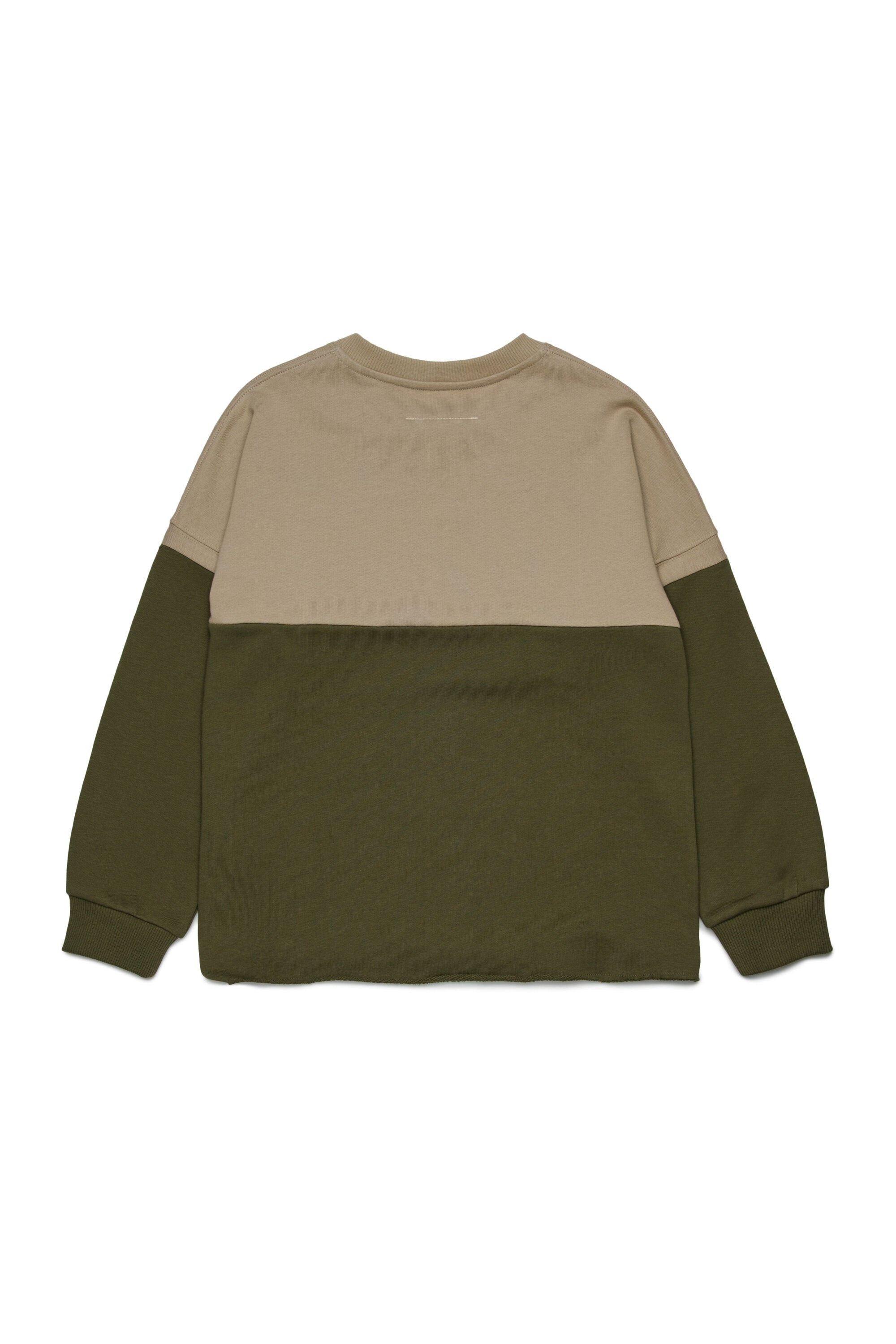 Two-color crew-neck re-cut sweatshirt