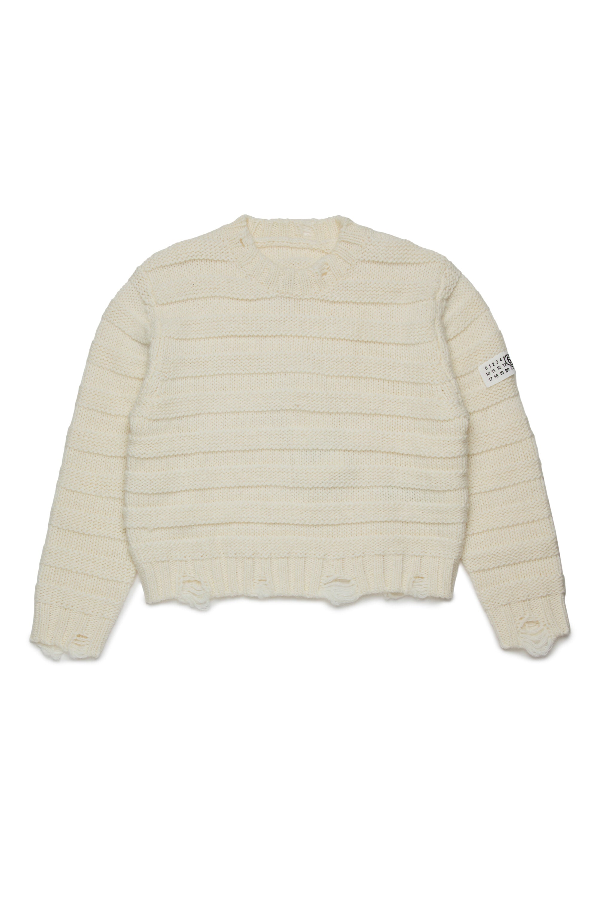 リブ編みのウール混プルオーバー。