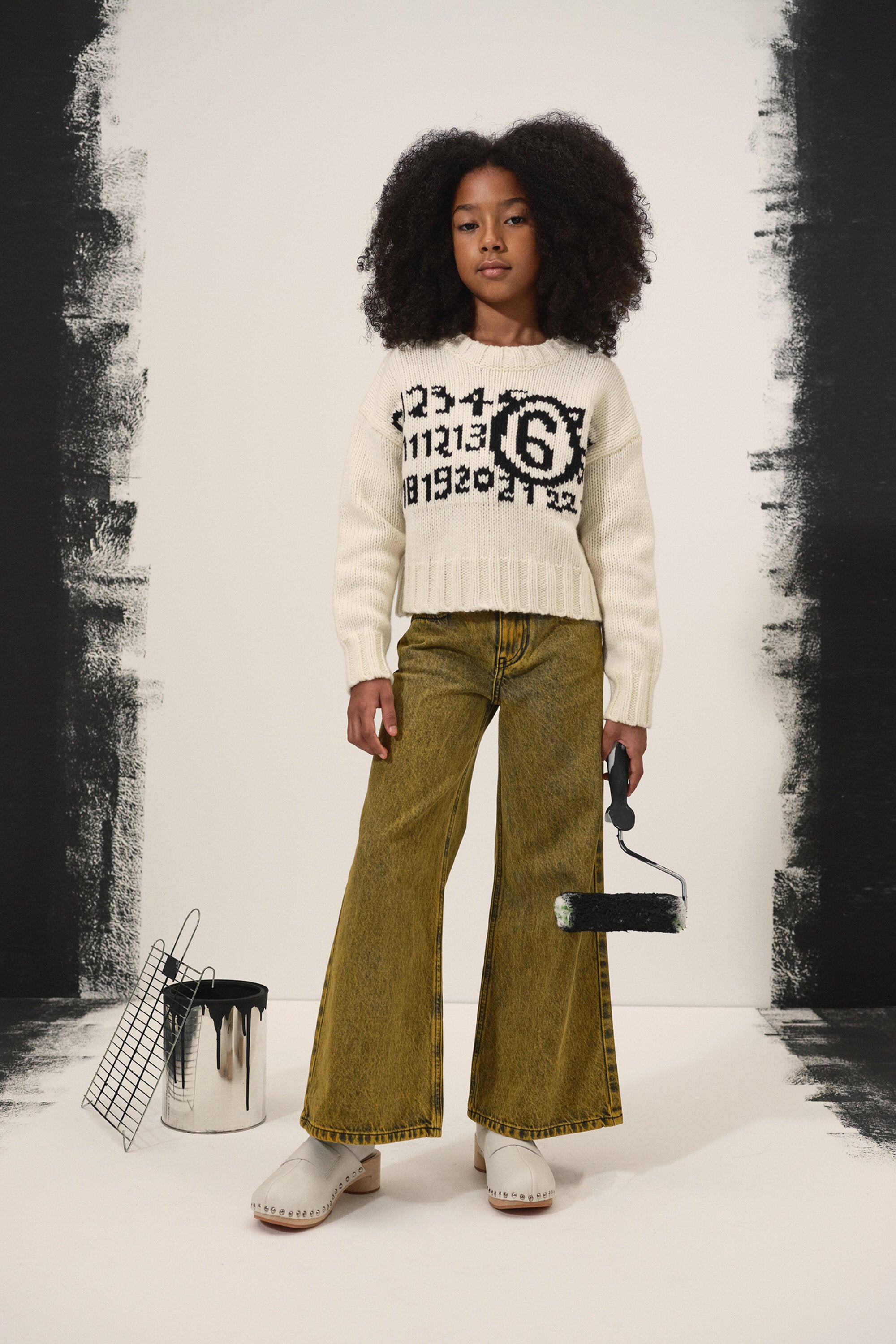 Wool-blend cropped pullover with maxi logo