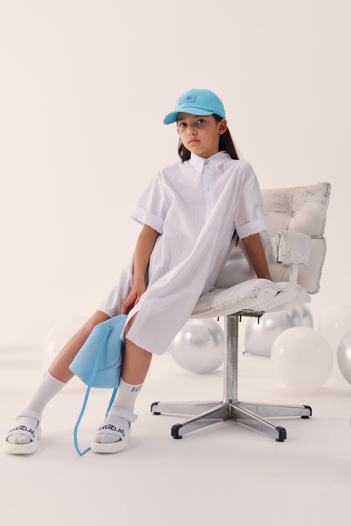 ストライプ柄ショートシャツドレス
