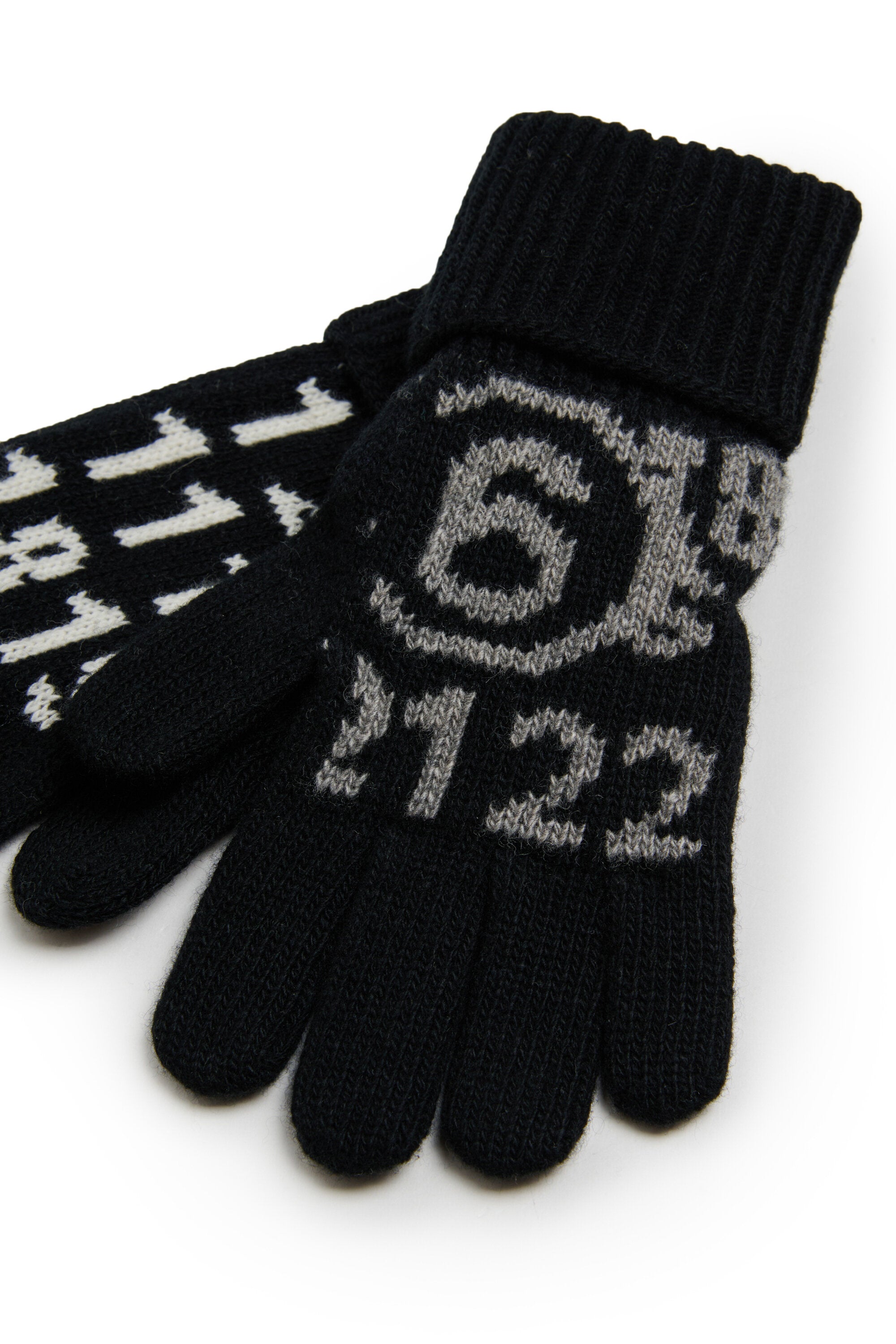 Knit gloves with numeric logo