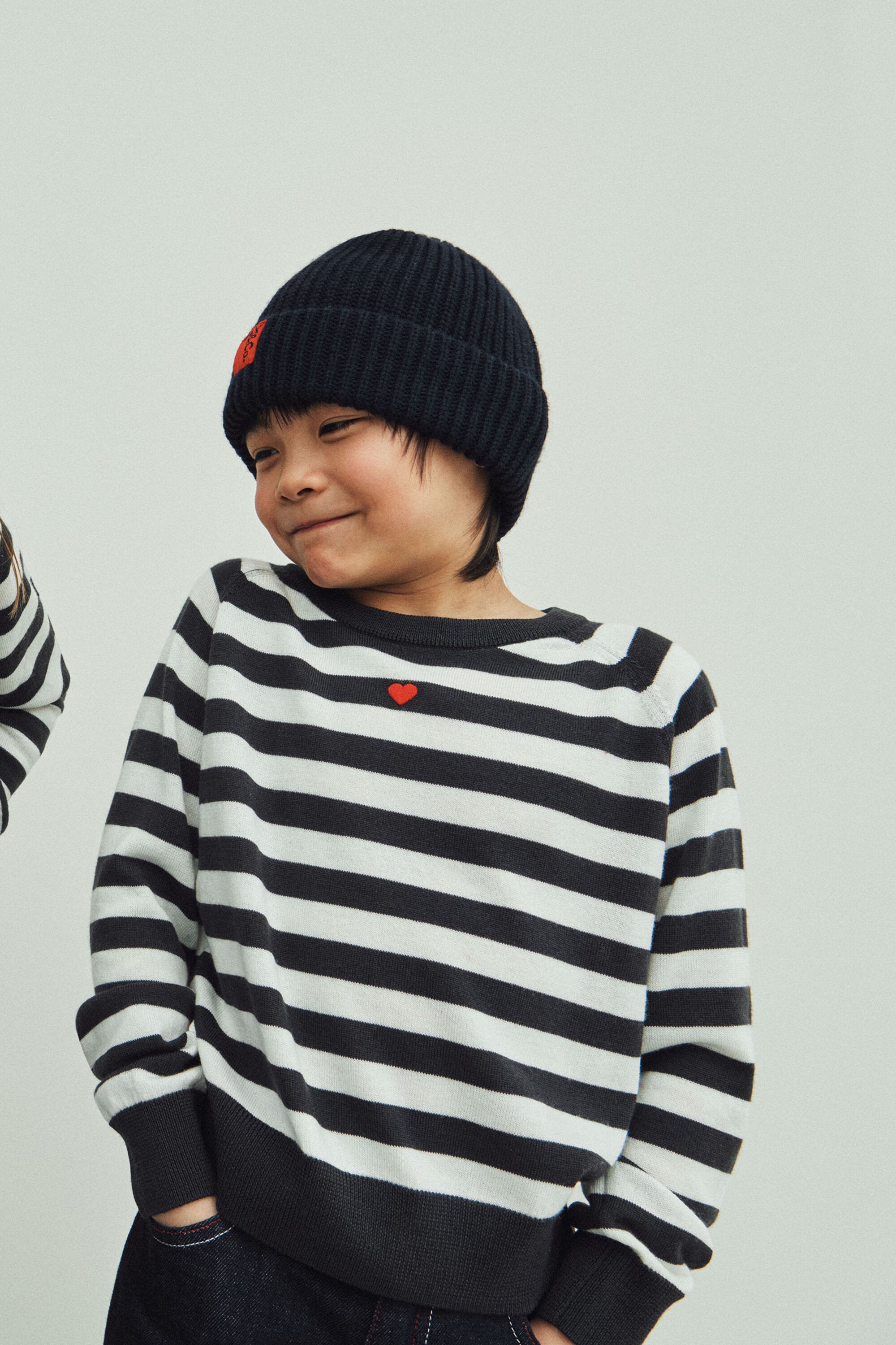 Wool crew-neck pullover with stripes