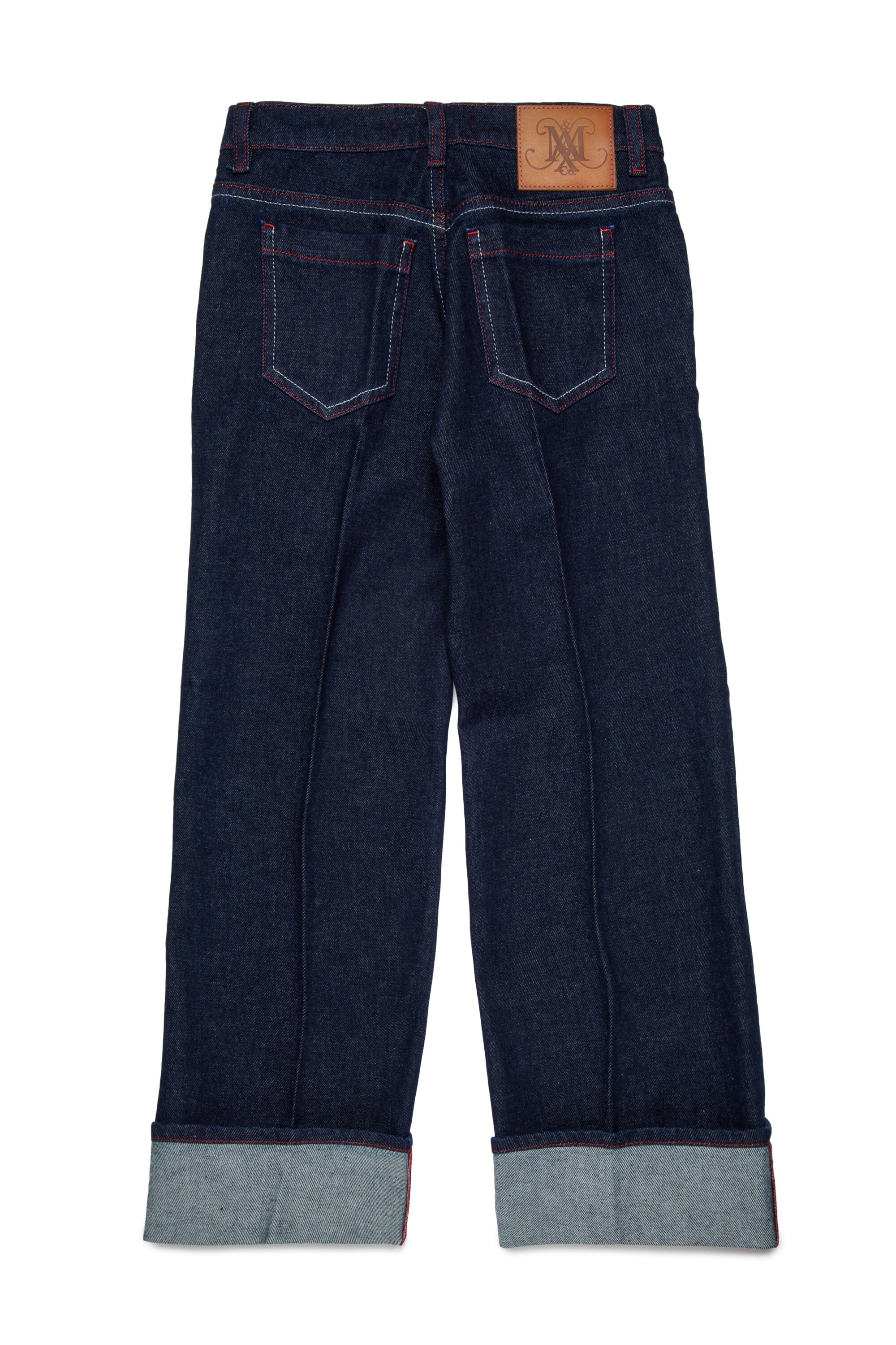 Dark blue regular jeans with crease
