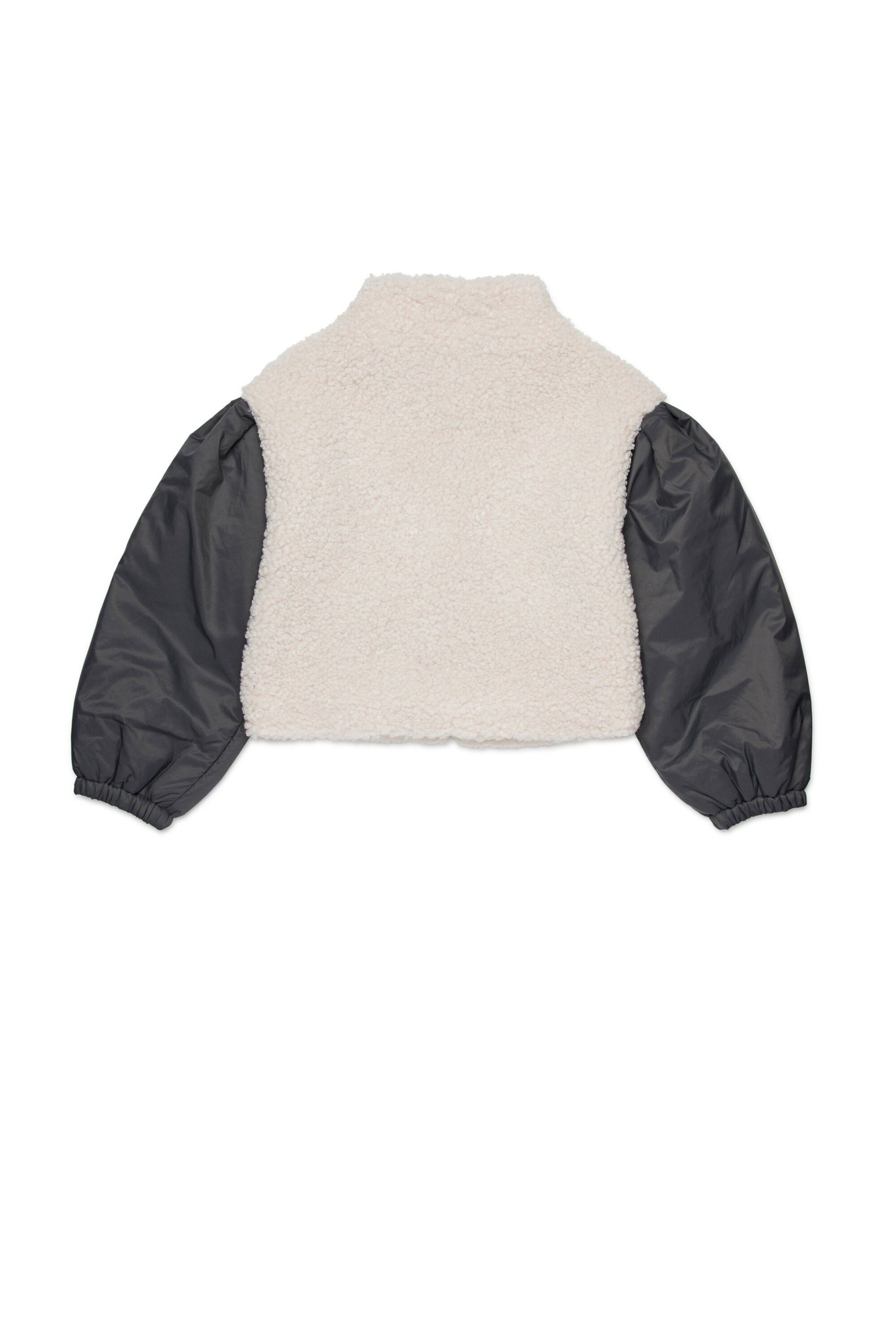Teddy bomber jacket with contrasting sleeves