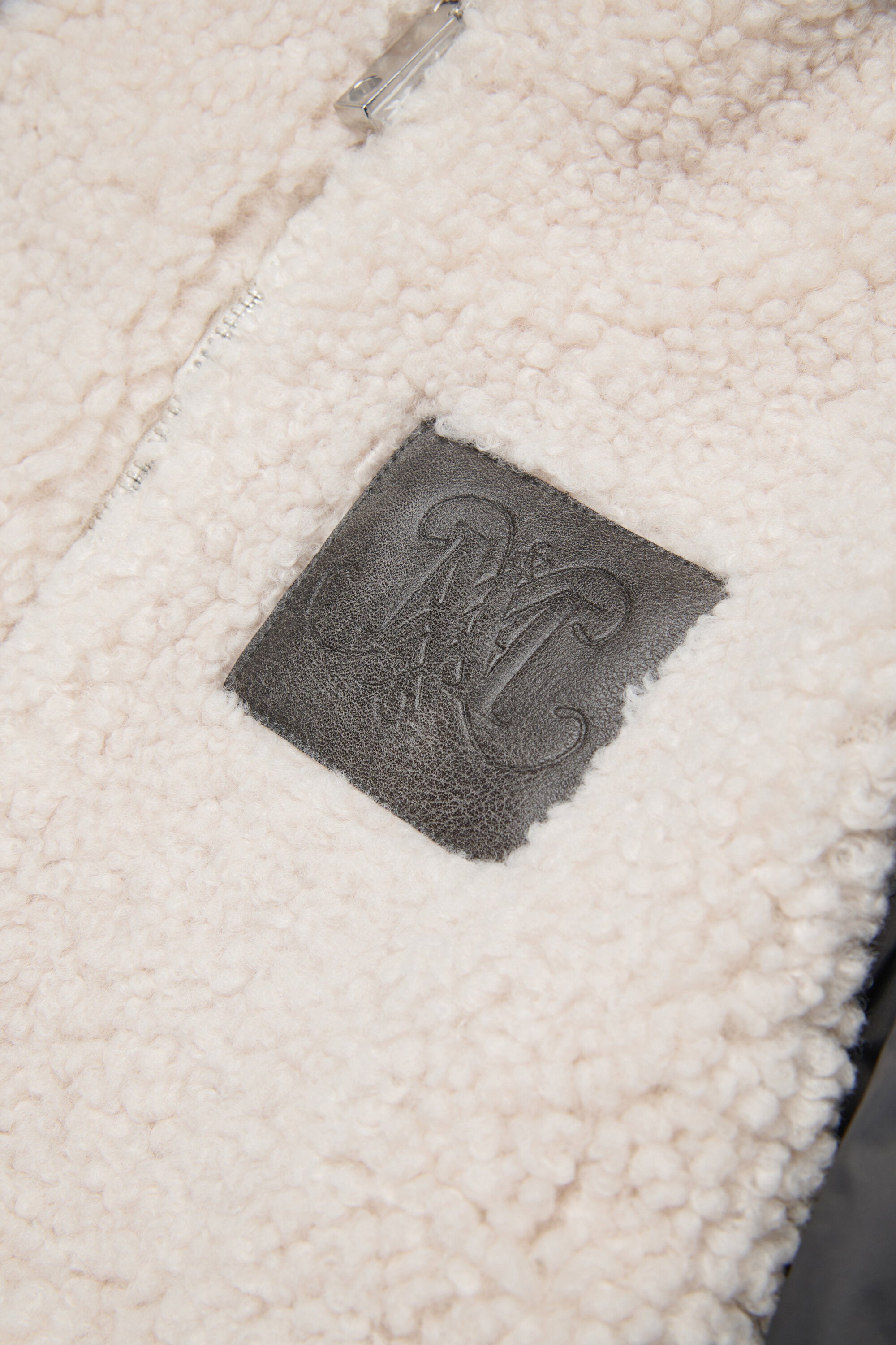 Teddy bomber jacket with contrasting sleeves