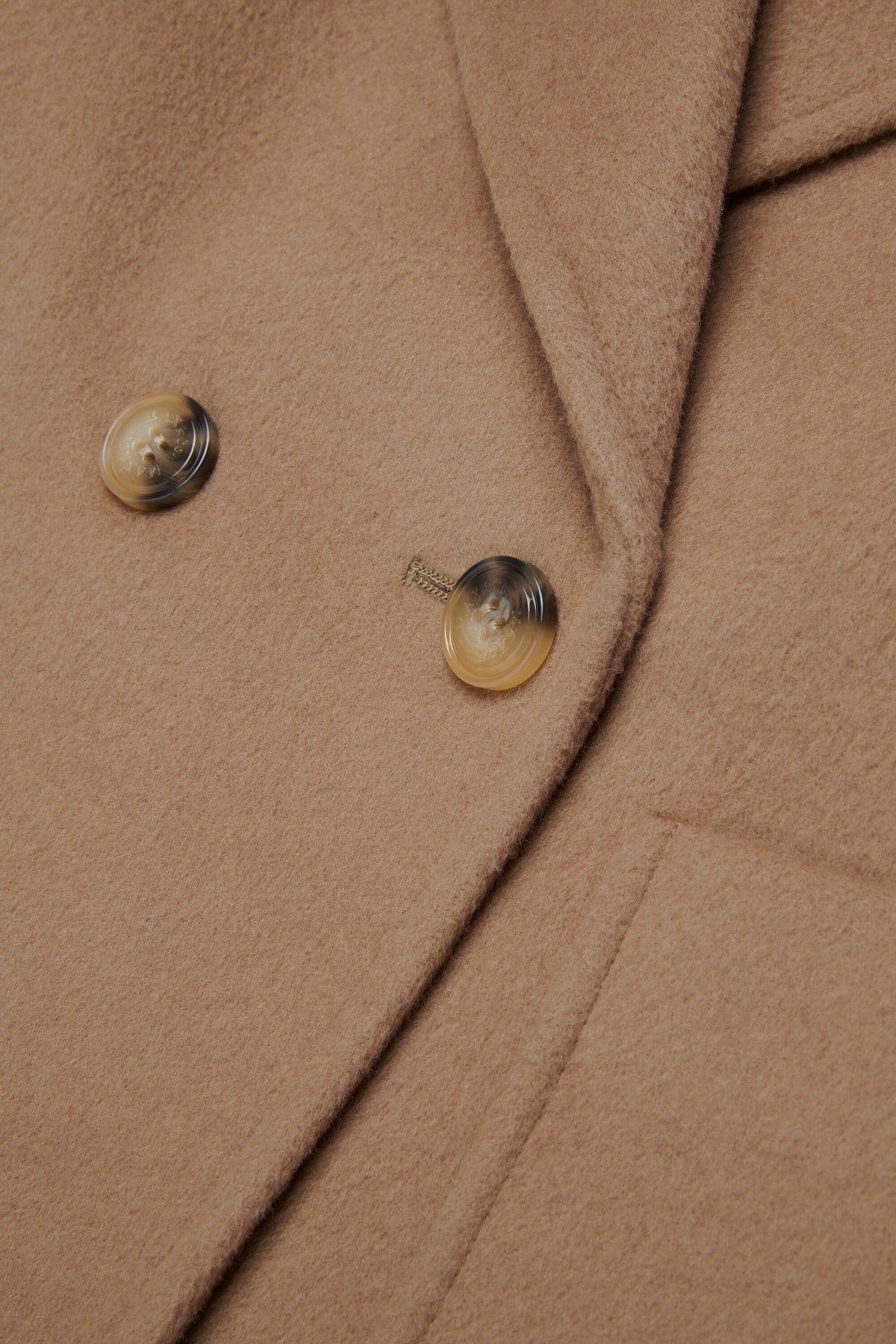 Shaved wool double-breasted caban coat