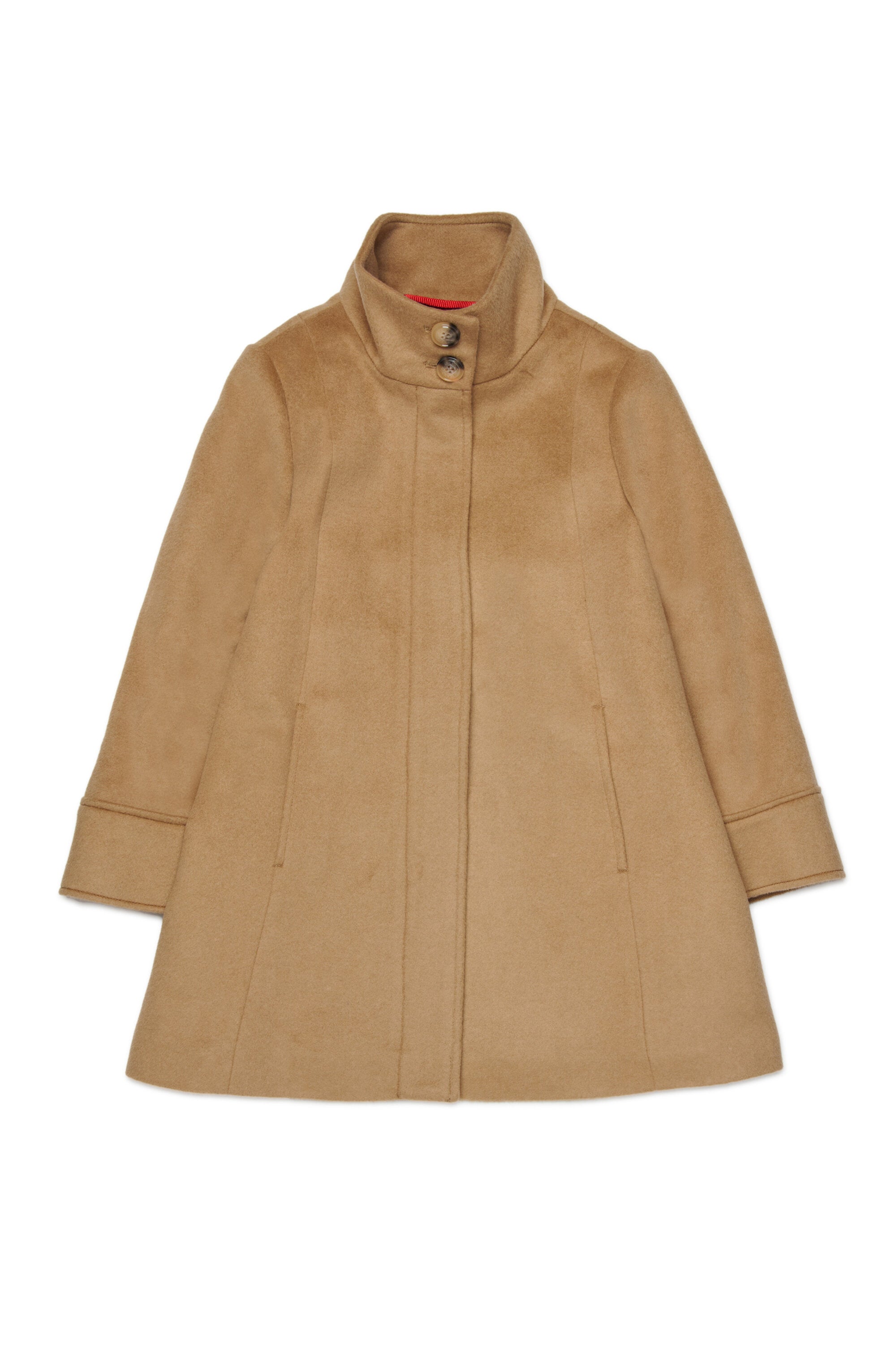 Aシェイプ・ウール混ロングコート