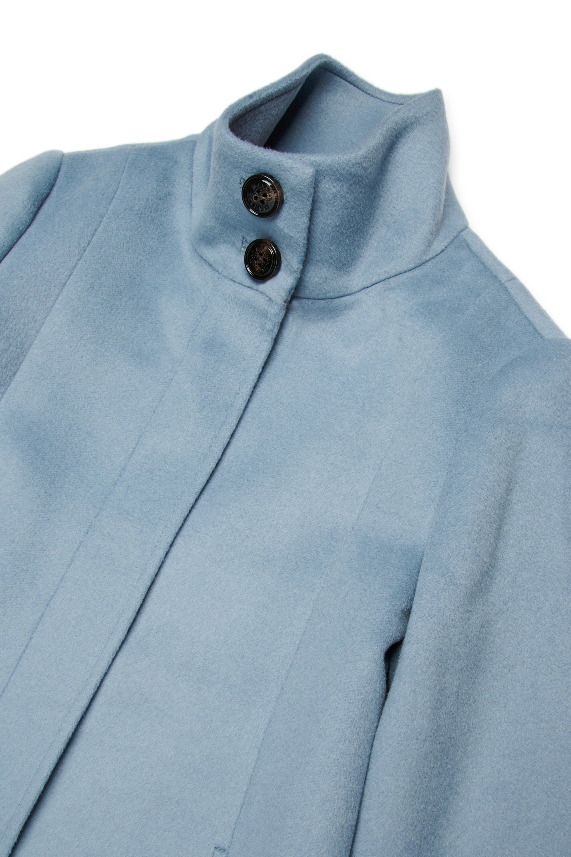 Aシェイプ・ウール混ロングコート