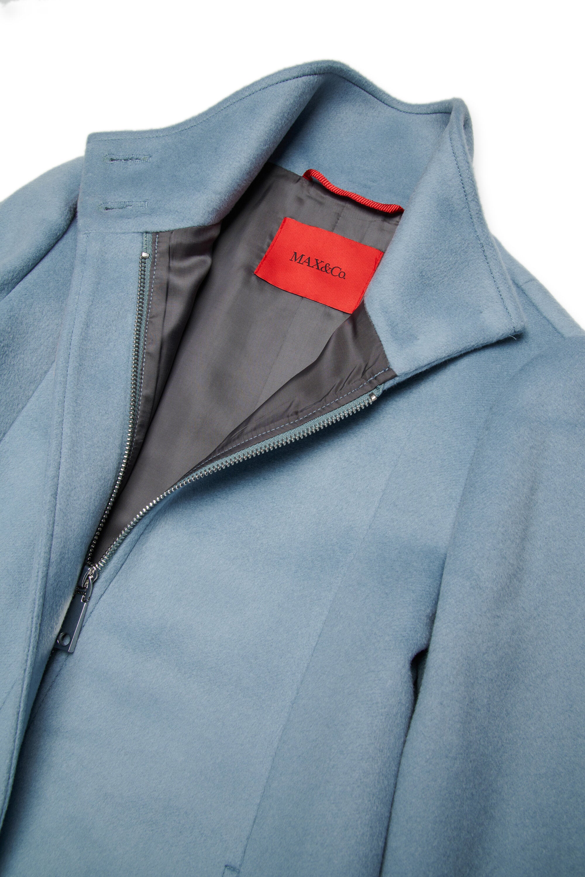 Aシェイプ・ウール混ロングコート