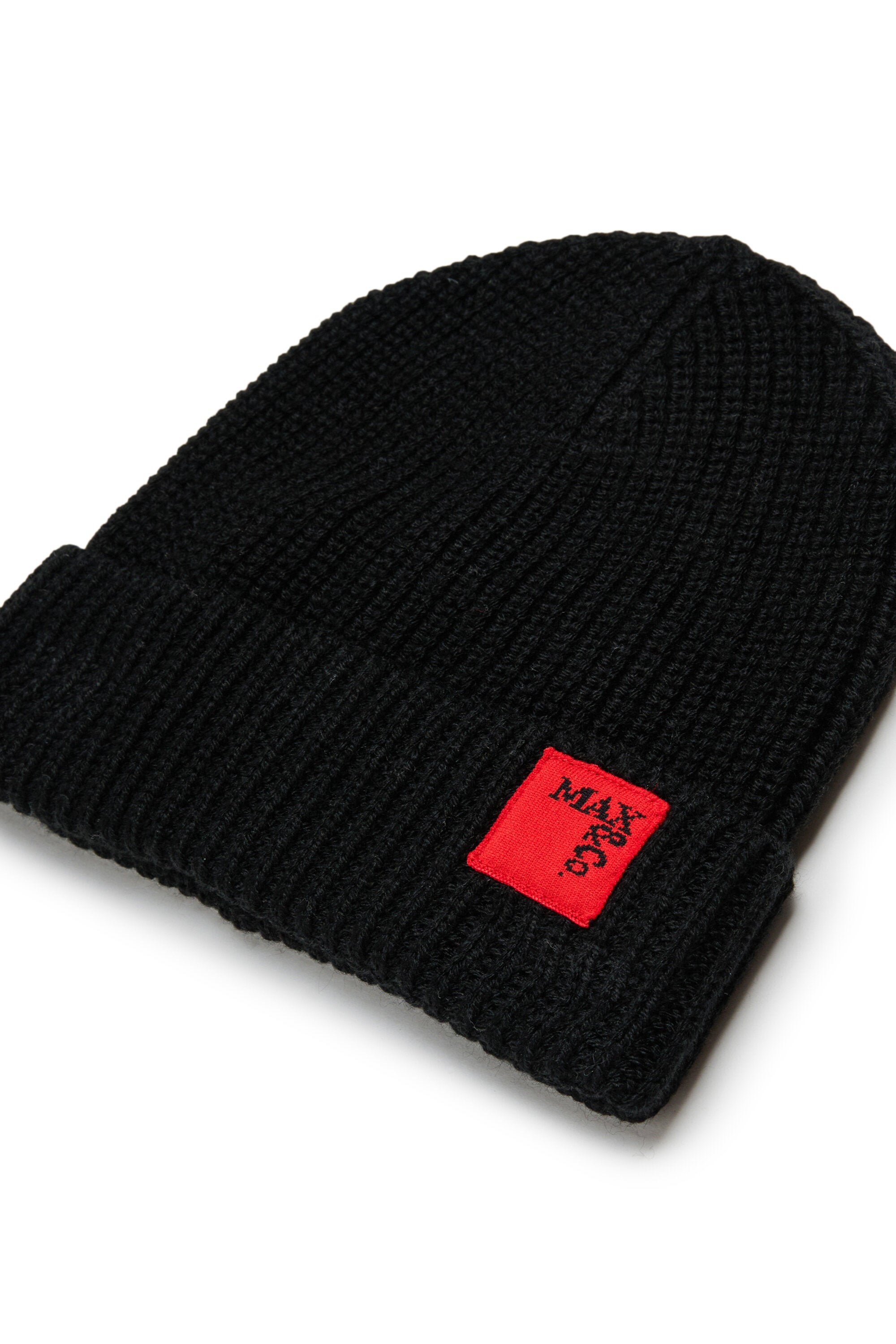 Wool blend beanie with patch