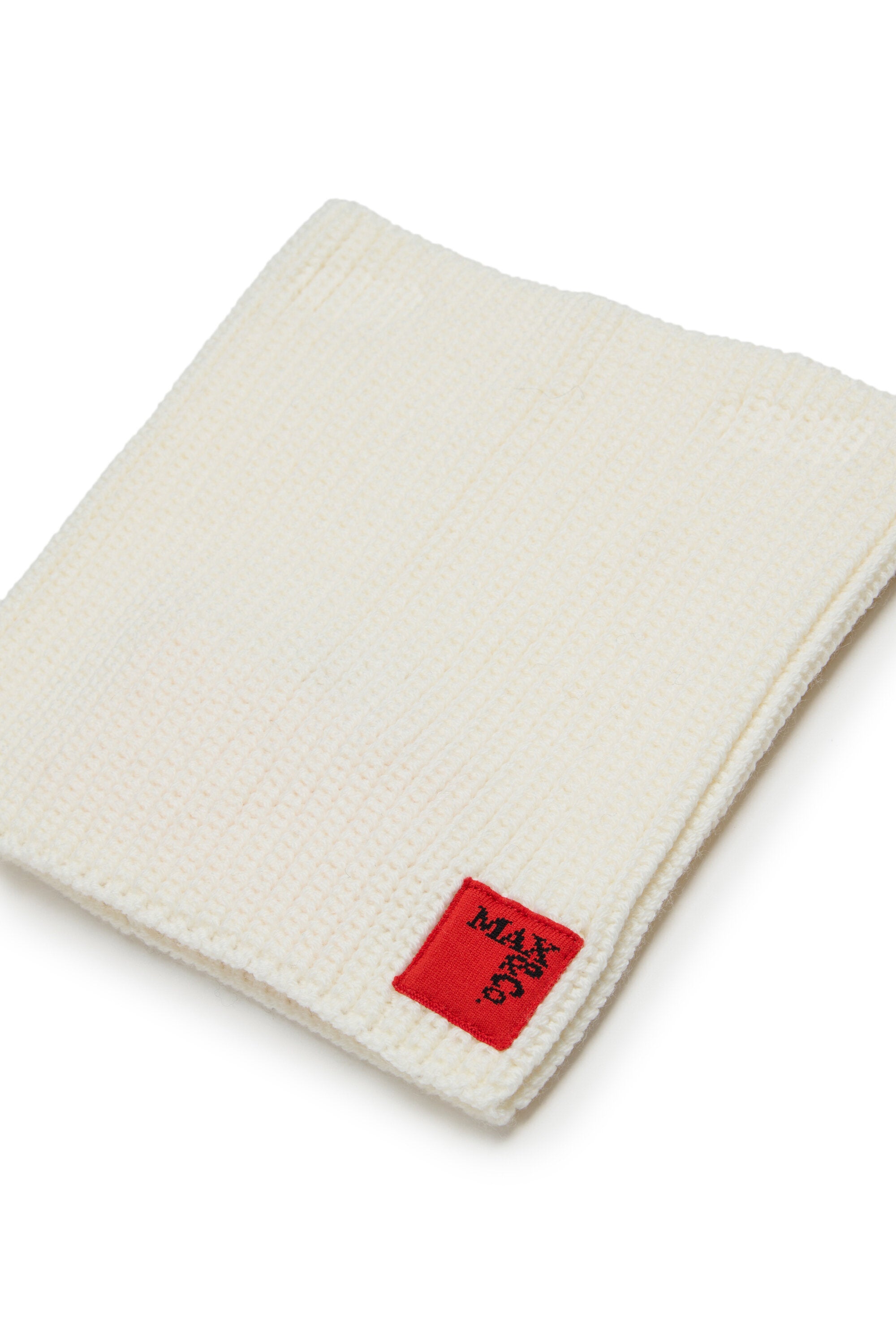 パッチ付きウール混ニット襟