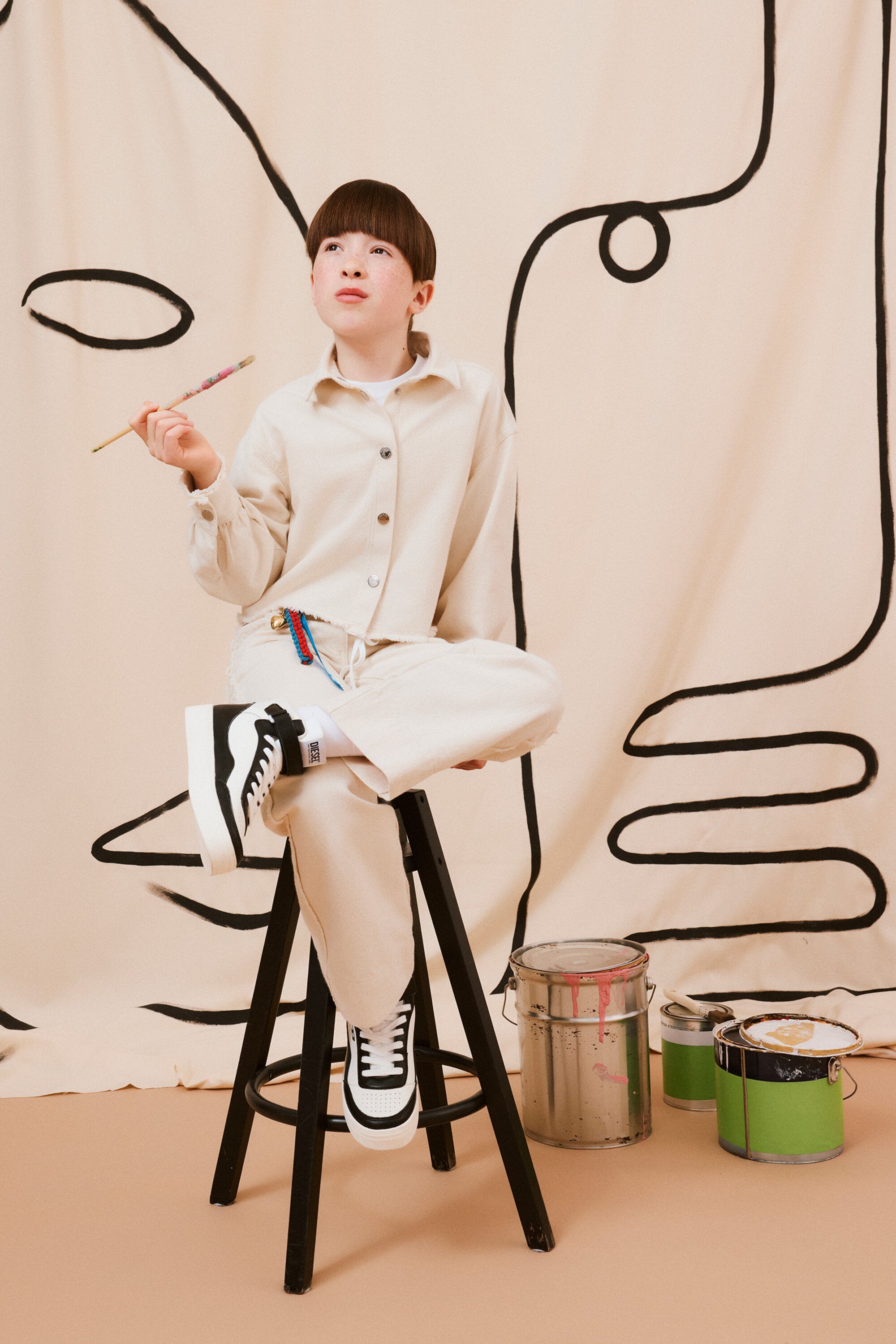 Cotton drill boxy shirt