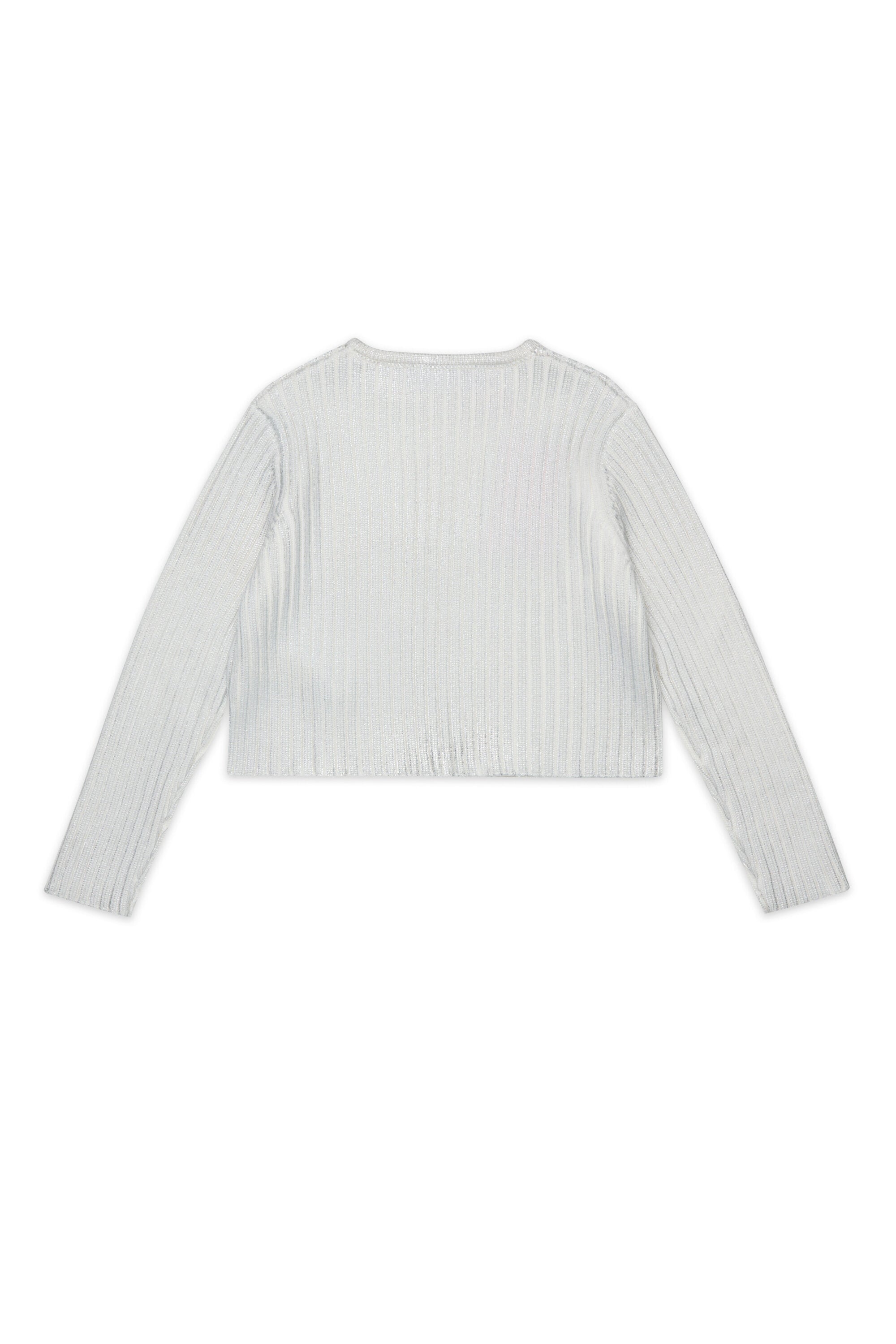 Ribbed mylar wool blend pullover