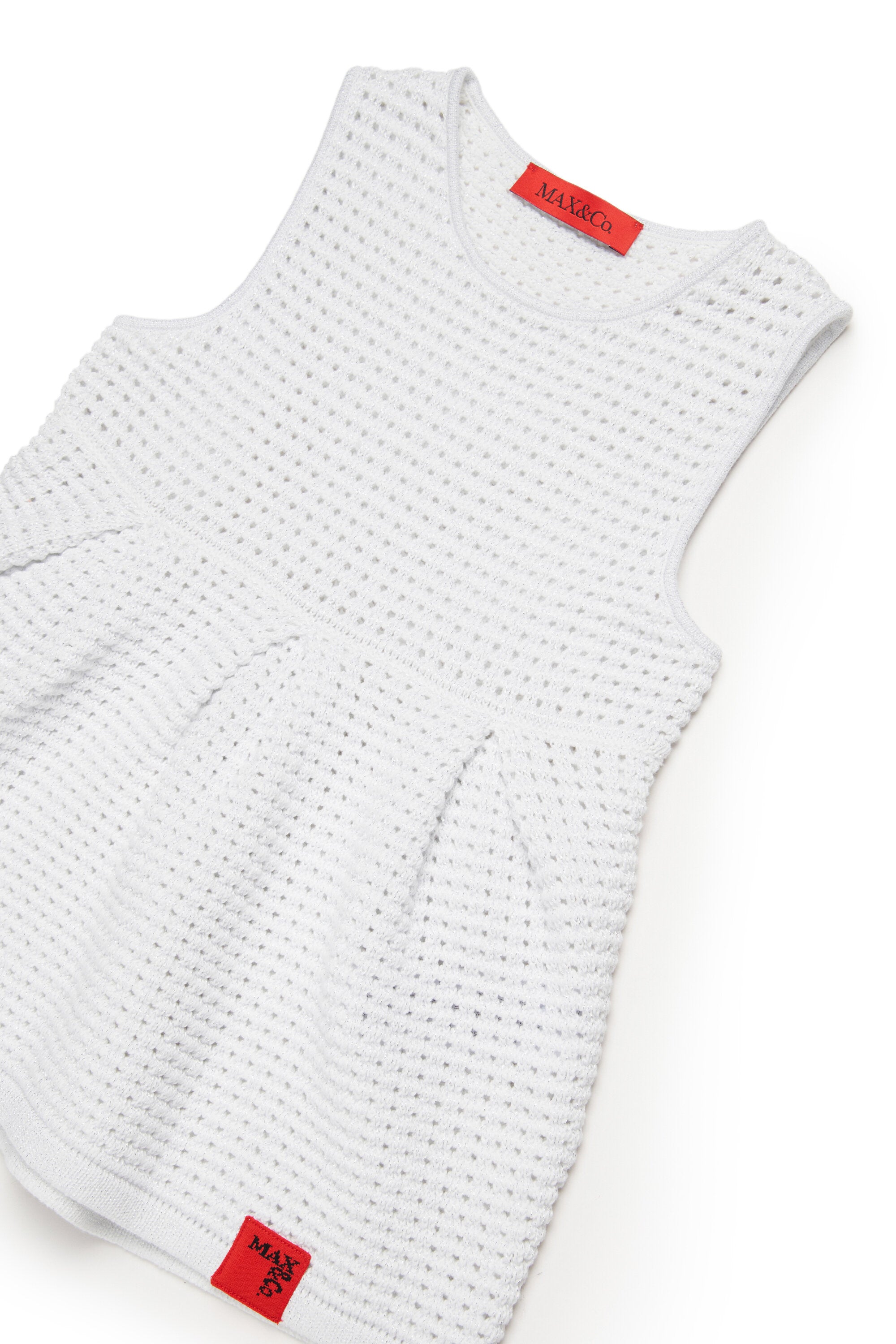 ロゴ入り透かし編みニットワンピース