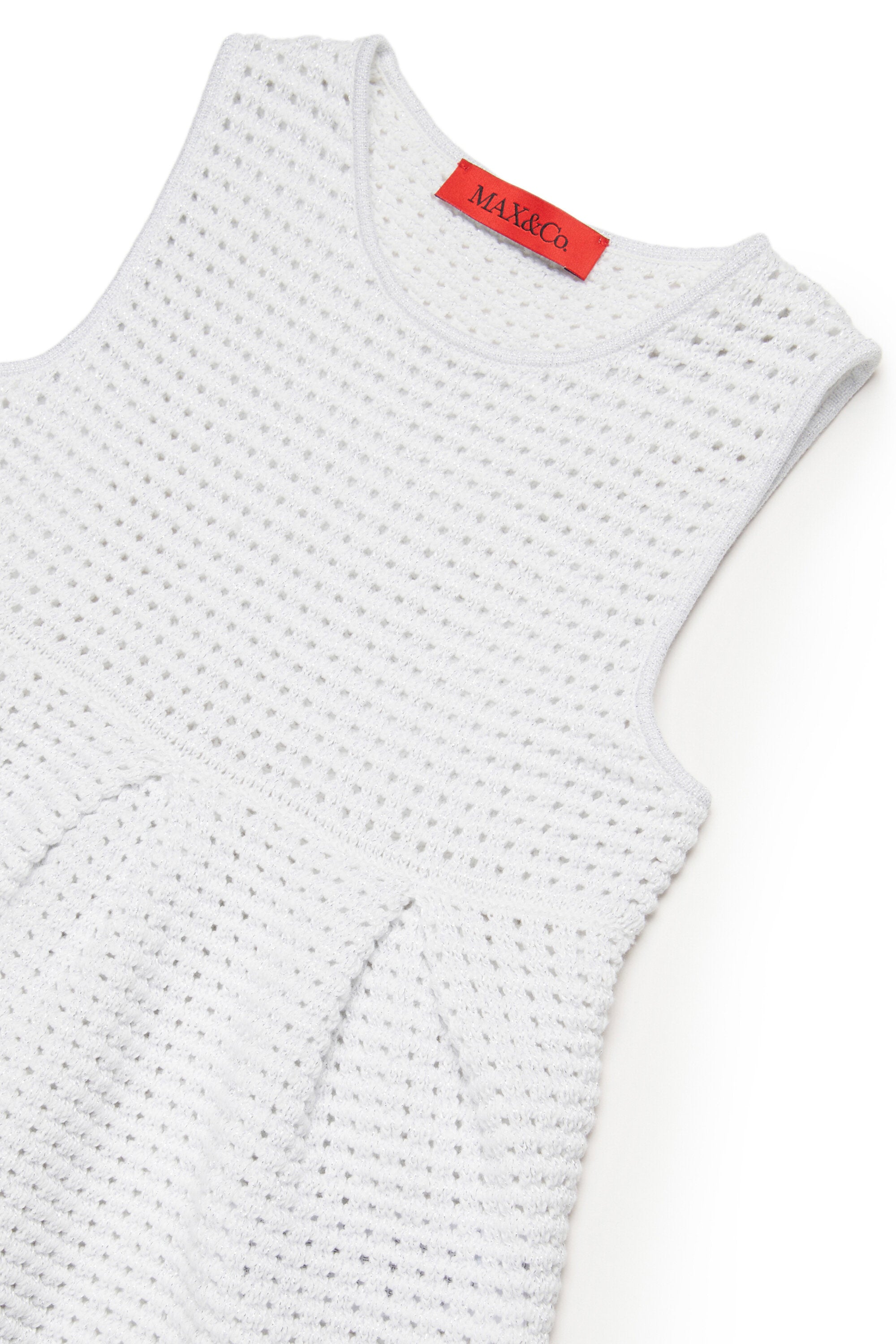 ロゴ入り透かし編みニットワンピース